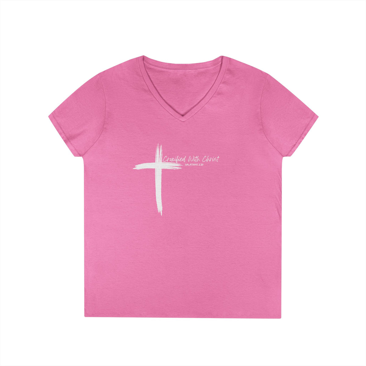 Crucified With Christ Ver. 2- Ladies' V-Neck T-Shirt