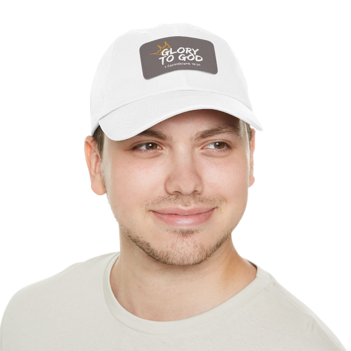 Glory To God- Dad Hat with Leather Patch (Rectangle)