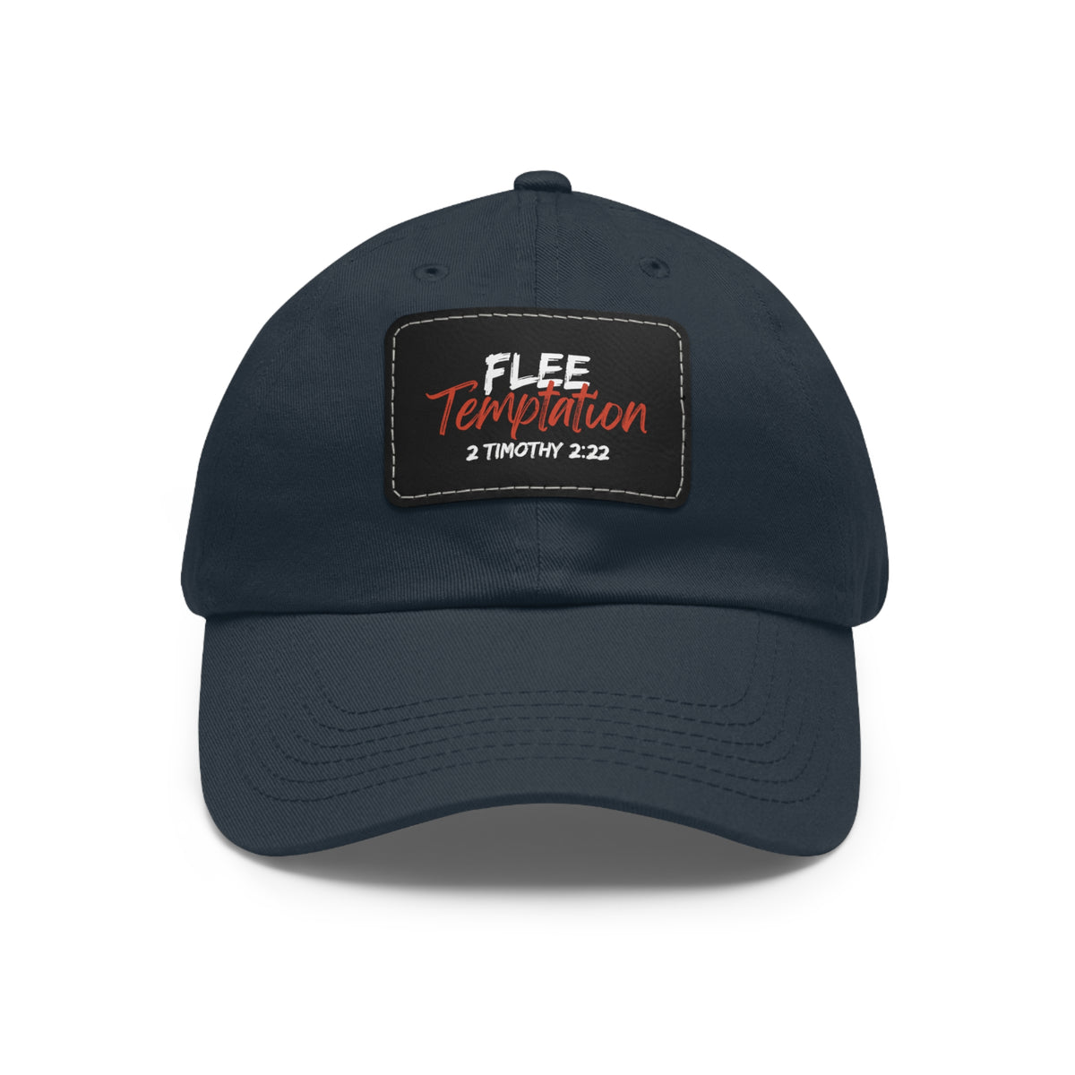Flee Temptation- Dad Hat with Leather Patch (Rectangle)