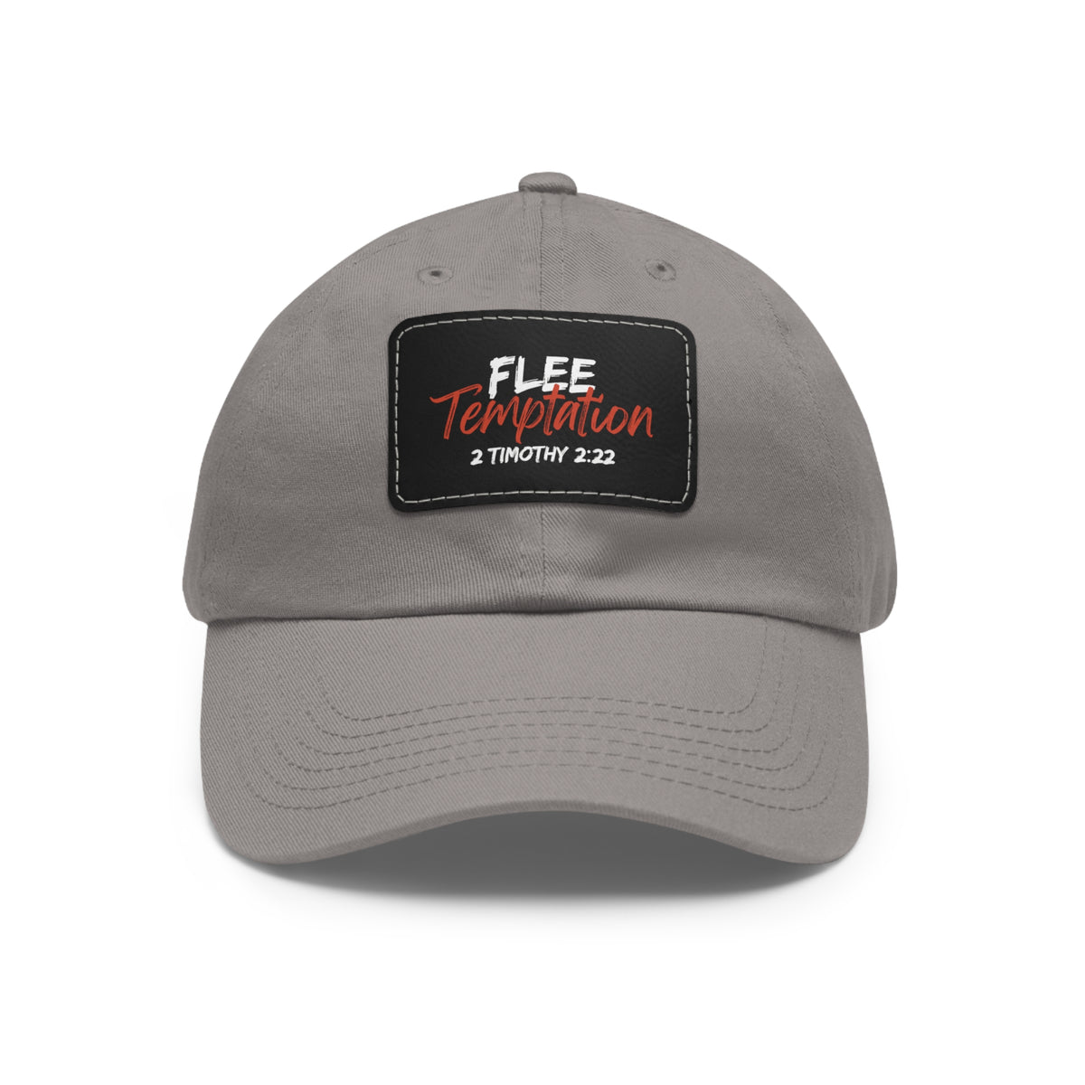 Flee Temptation- Dad Hat with Leather Patch (Rectangle)