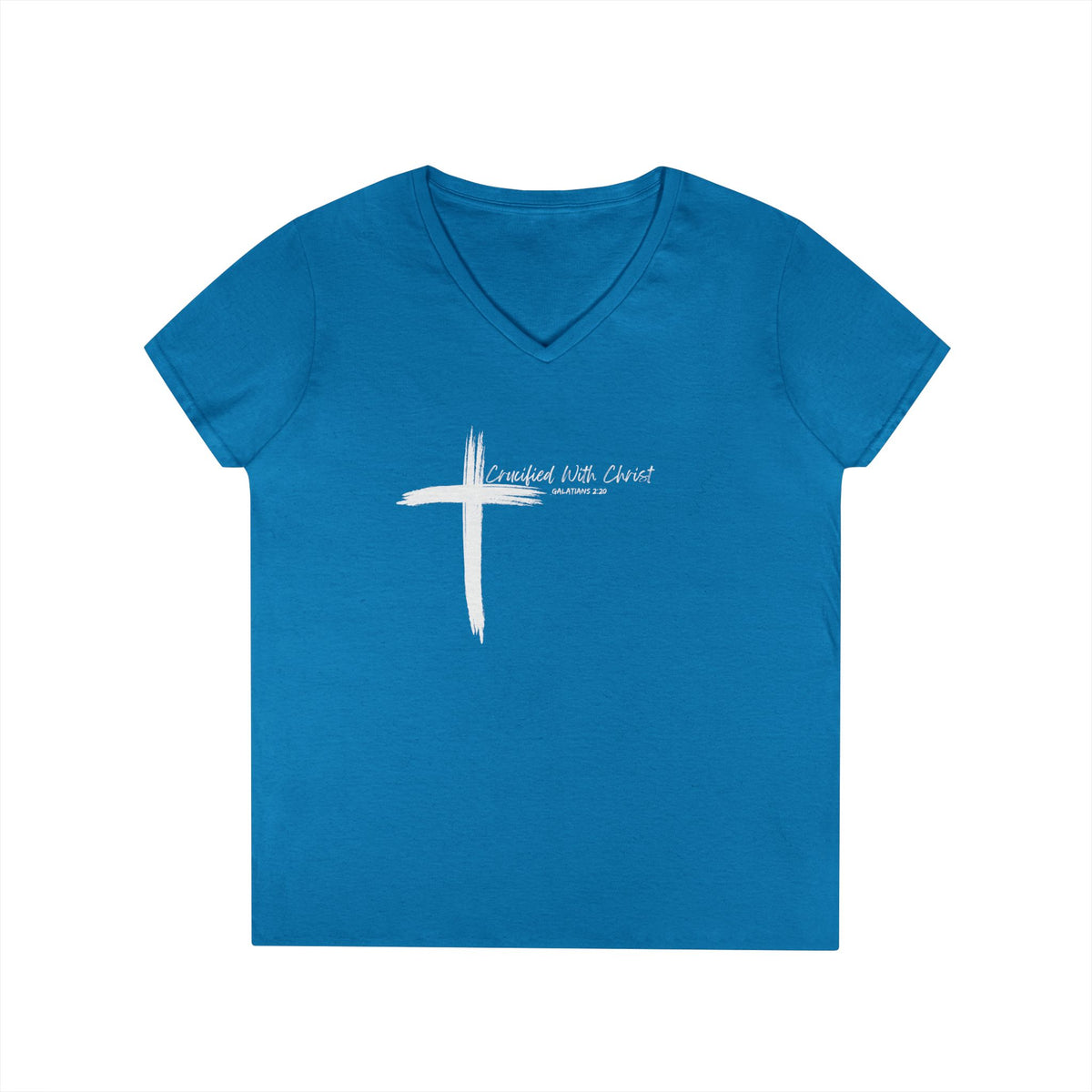 Crucified With Christ Ver. 2- Ladies' V-Neck T-Shirt
