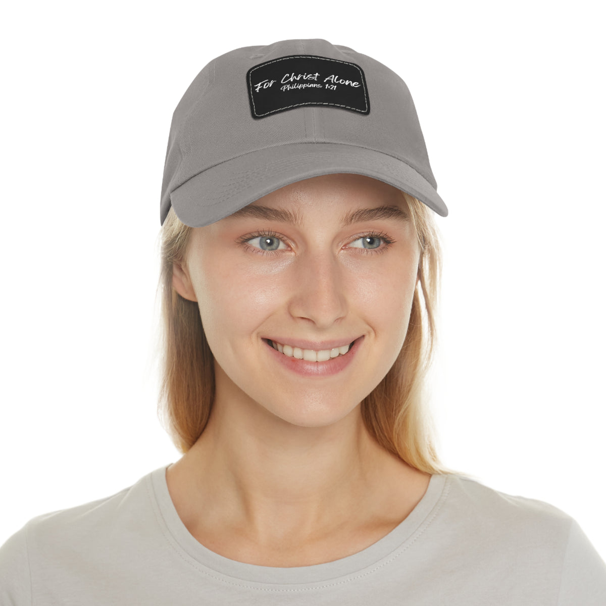 For Christ Alone- Dad Hat with Leather Patch (Rectangle)