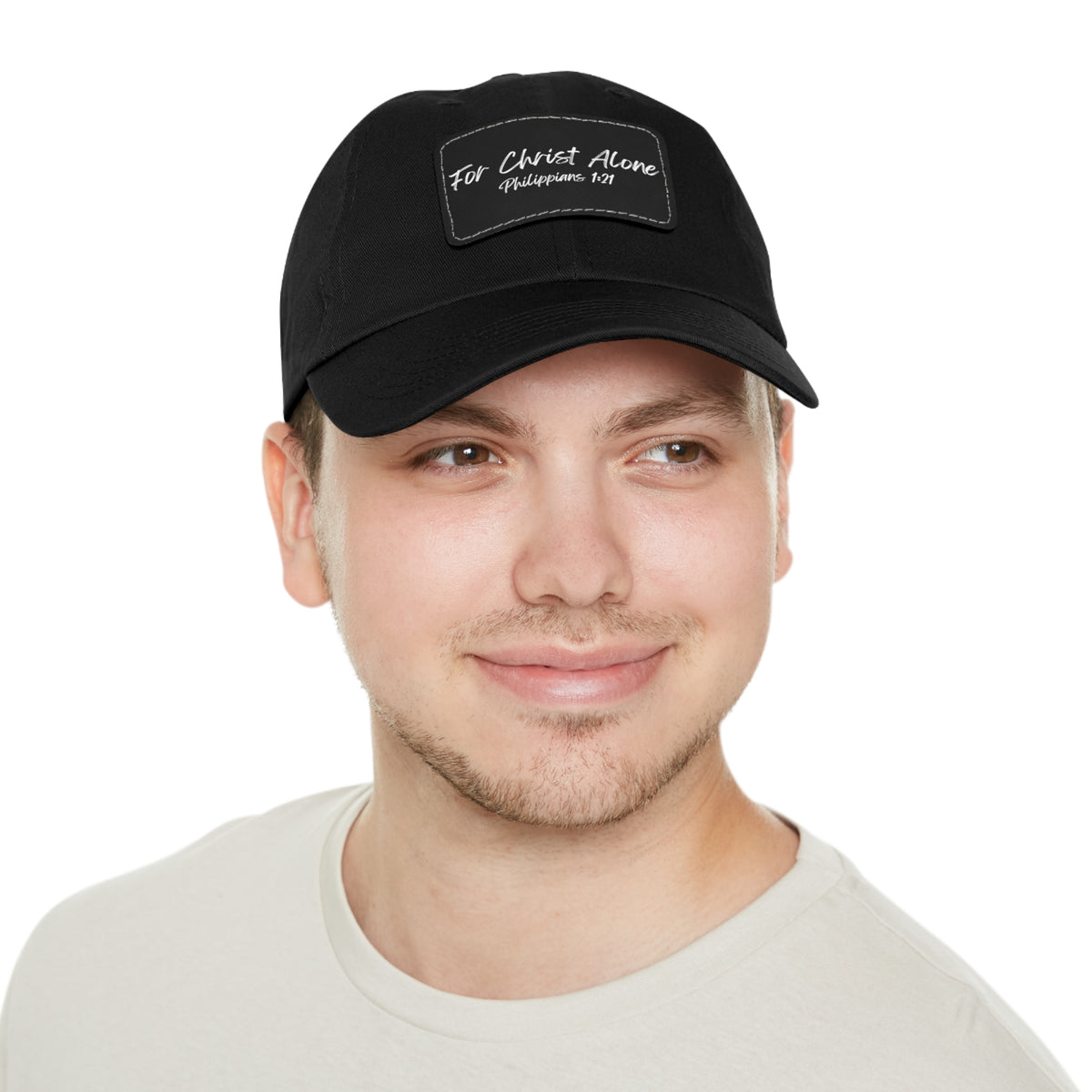 For Christ Alone- Dad Hat with Leather Patch (Rectangle)