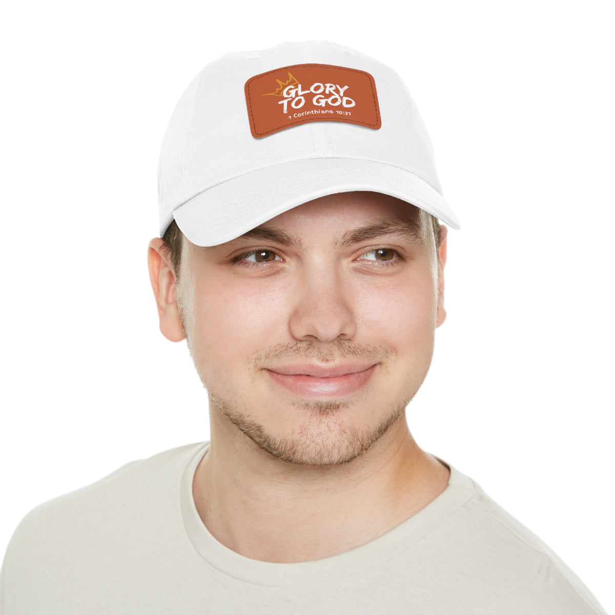 Glory To God- Dad Hat with Leather Patch (Rectangle)