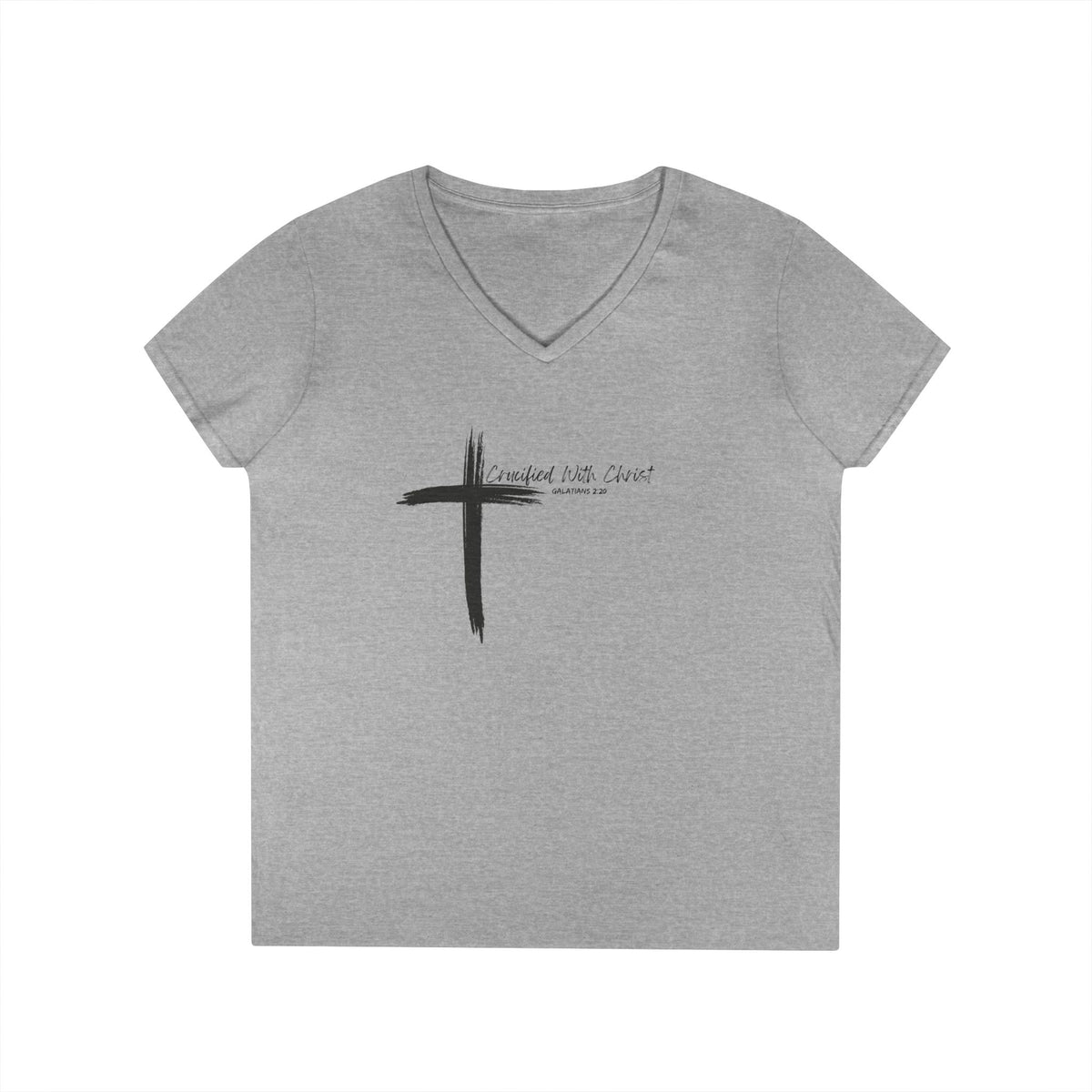 Crucified With Christ Ver. 2- Ladies' V-Neck T-Shirt