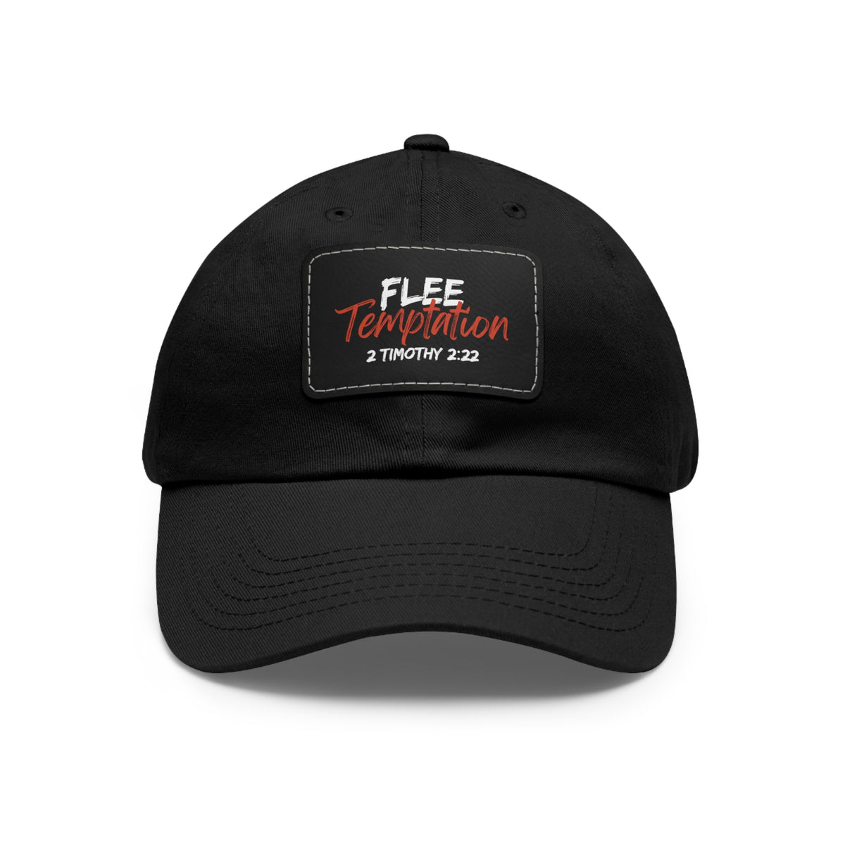 Flee Temptation- Dad Hat with Leather Patch (Rectangle)