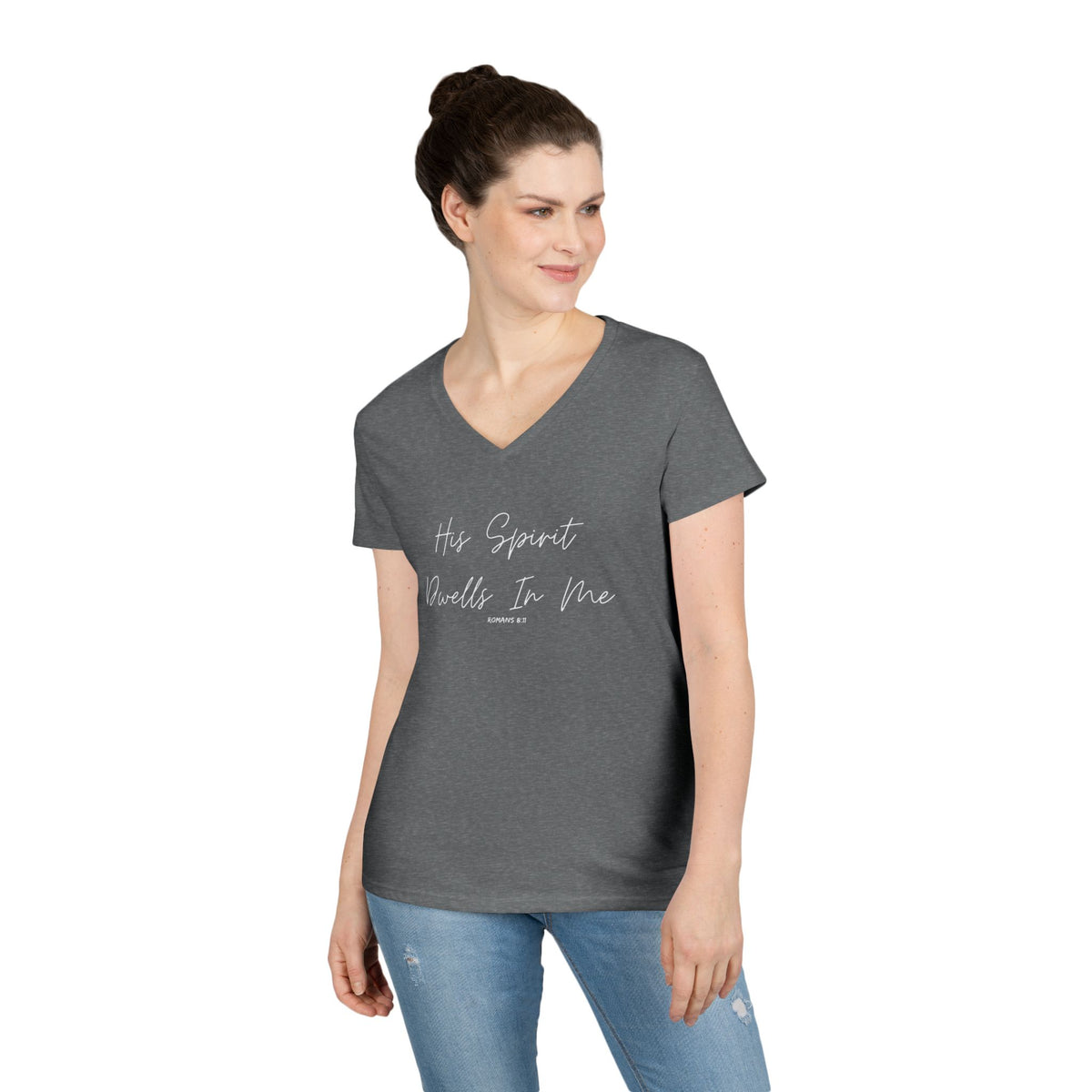 His Spirit Dwells In Me- Ladies' V-Neck T-Shirt