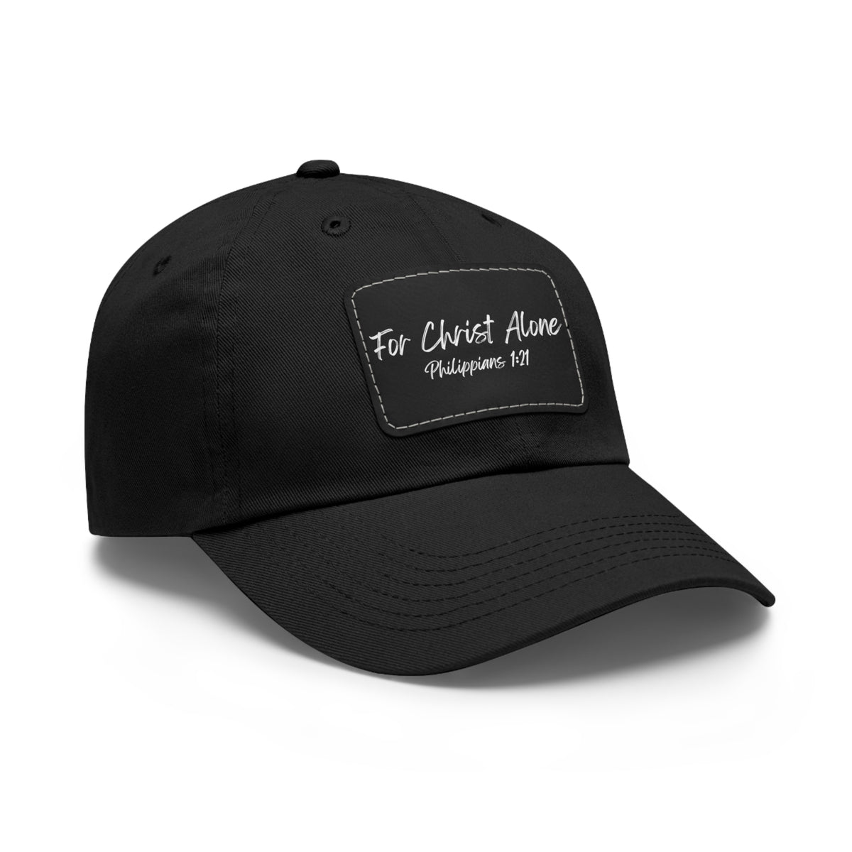 For Christ Alone- Dad Hat with Leather Patch (Rectangle)