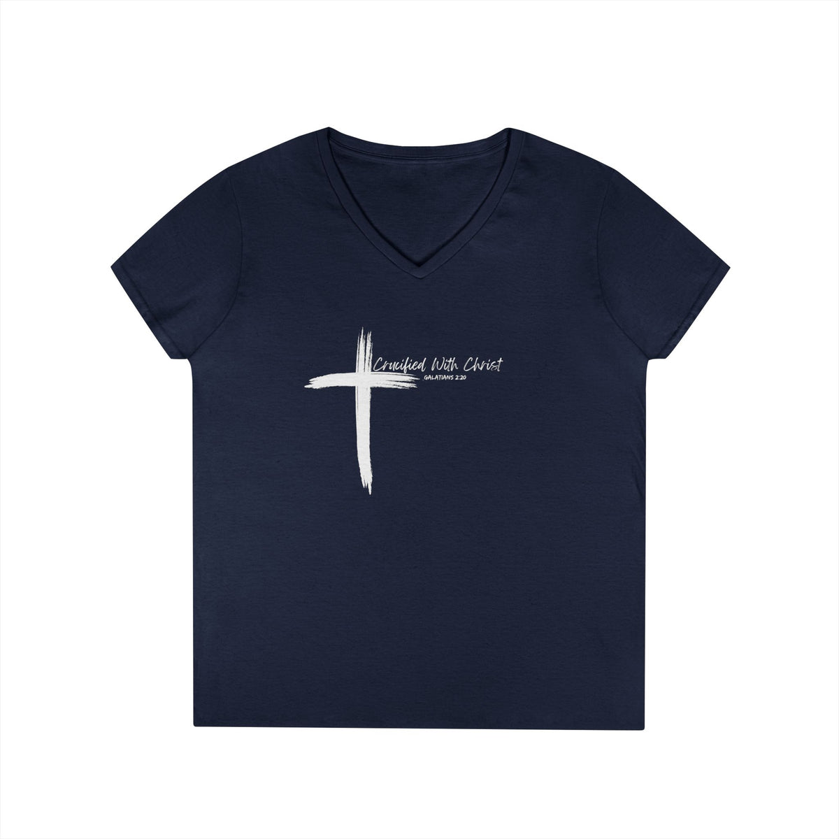 Crucified With Christ Ver. 2- Ladies' V-Neck T-Shirt