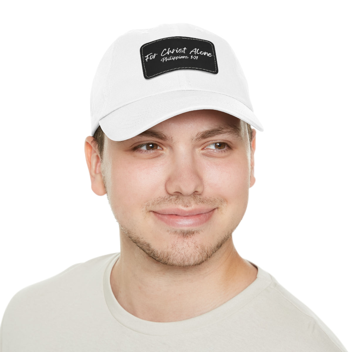 For Christ Alone- Dad Hat with Leather Patch (Rectangle)