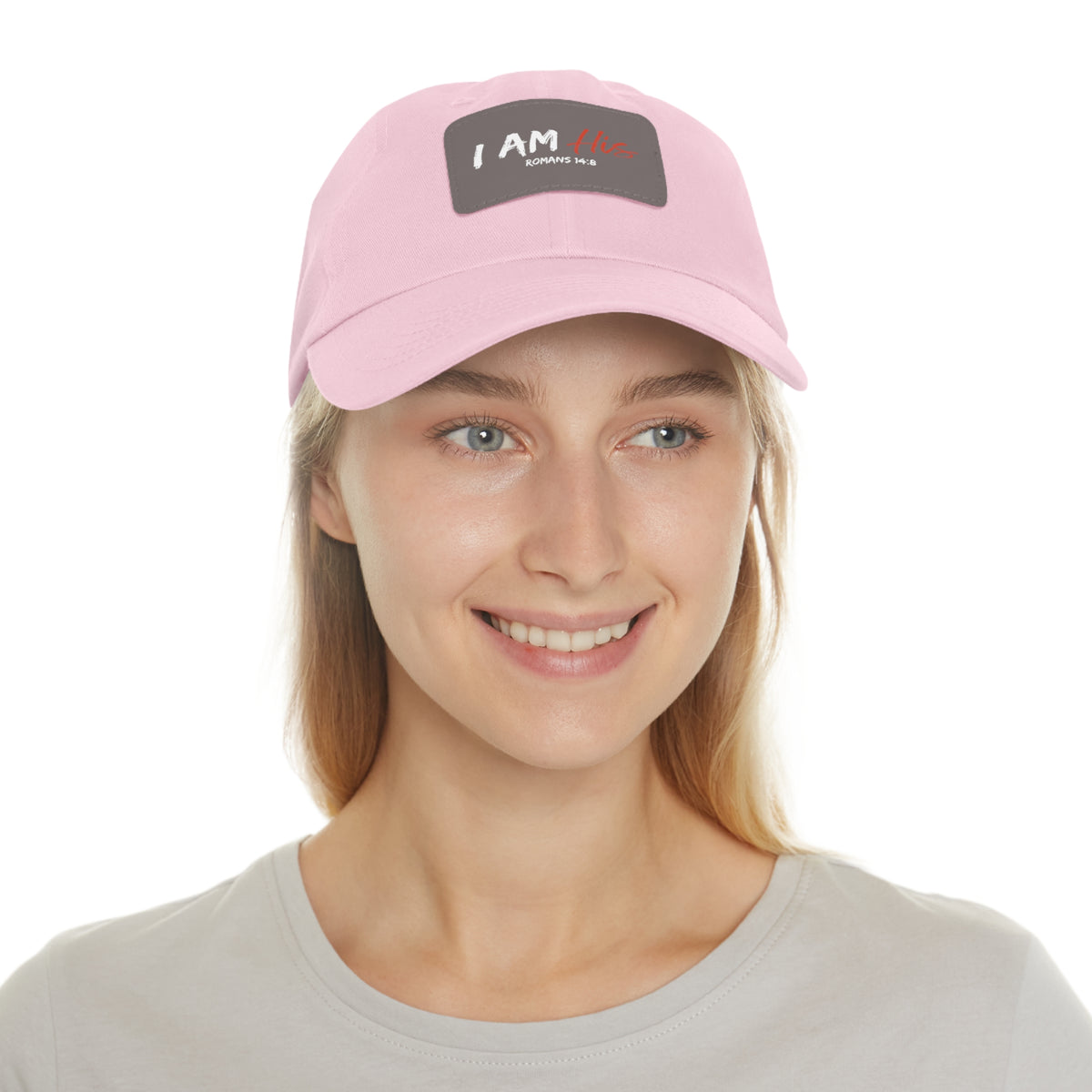 I Am His- Dad Hat with Leather Patch (Rectangle)