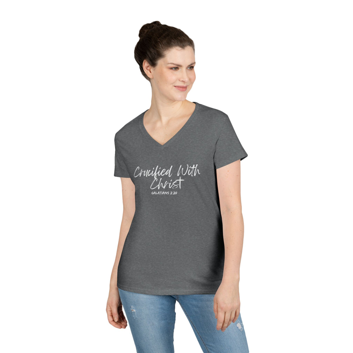 Crucified With Christ- Ladies' V-Neck T-Shirt