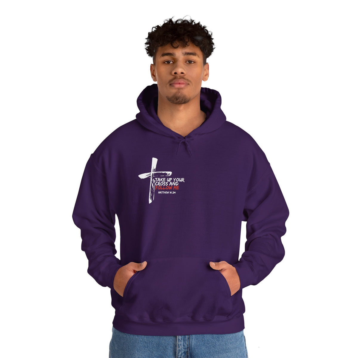 Take Up Your Cross and Follow Me Unisex Heavy Blend™ Hooded Sweatshirt