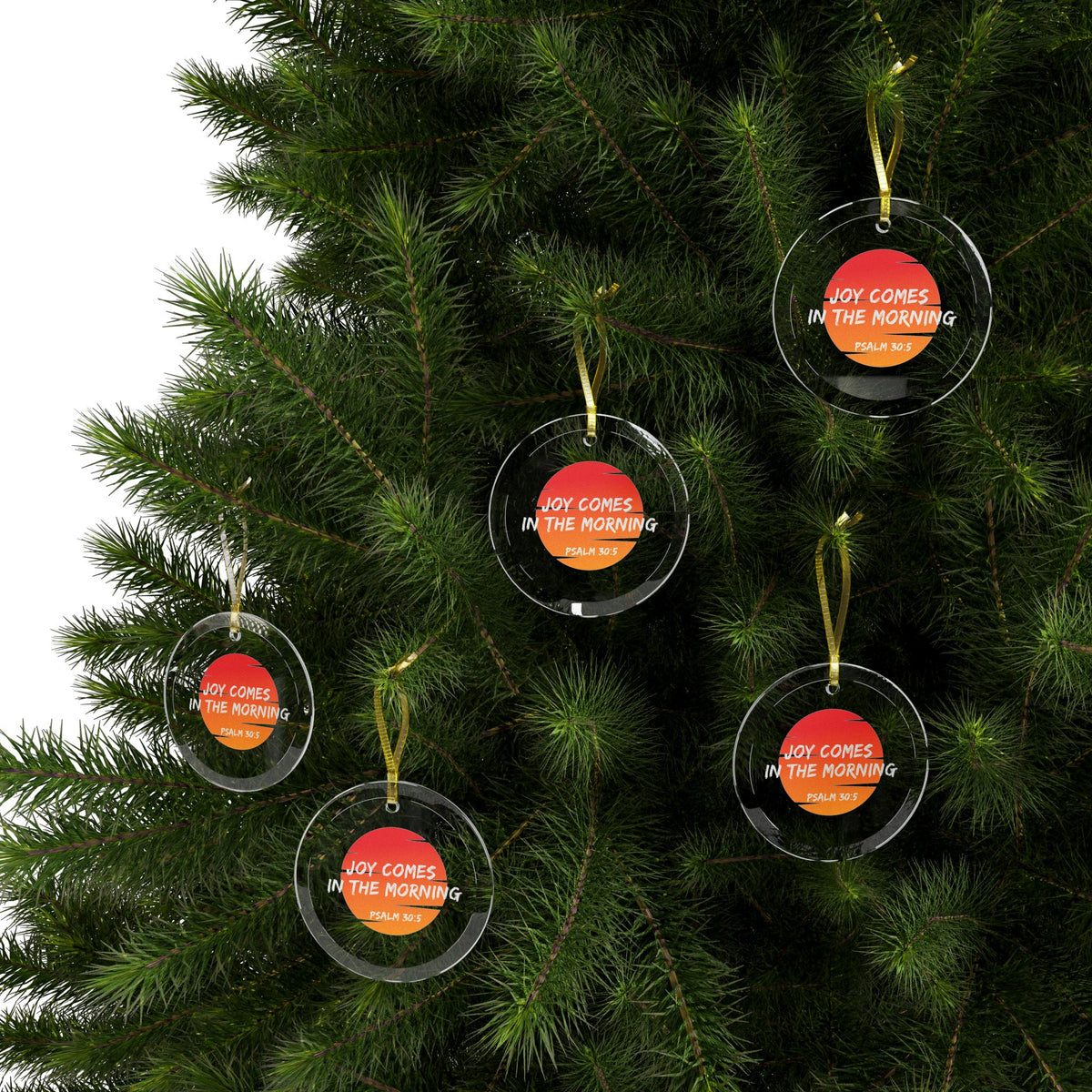 Joy Comes in the Morning Glass Ornaments