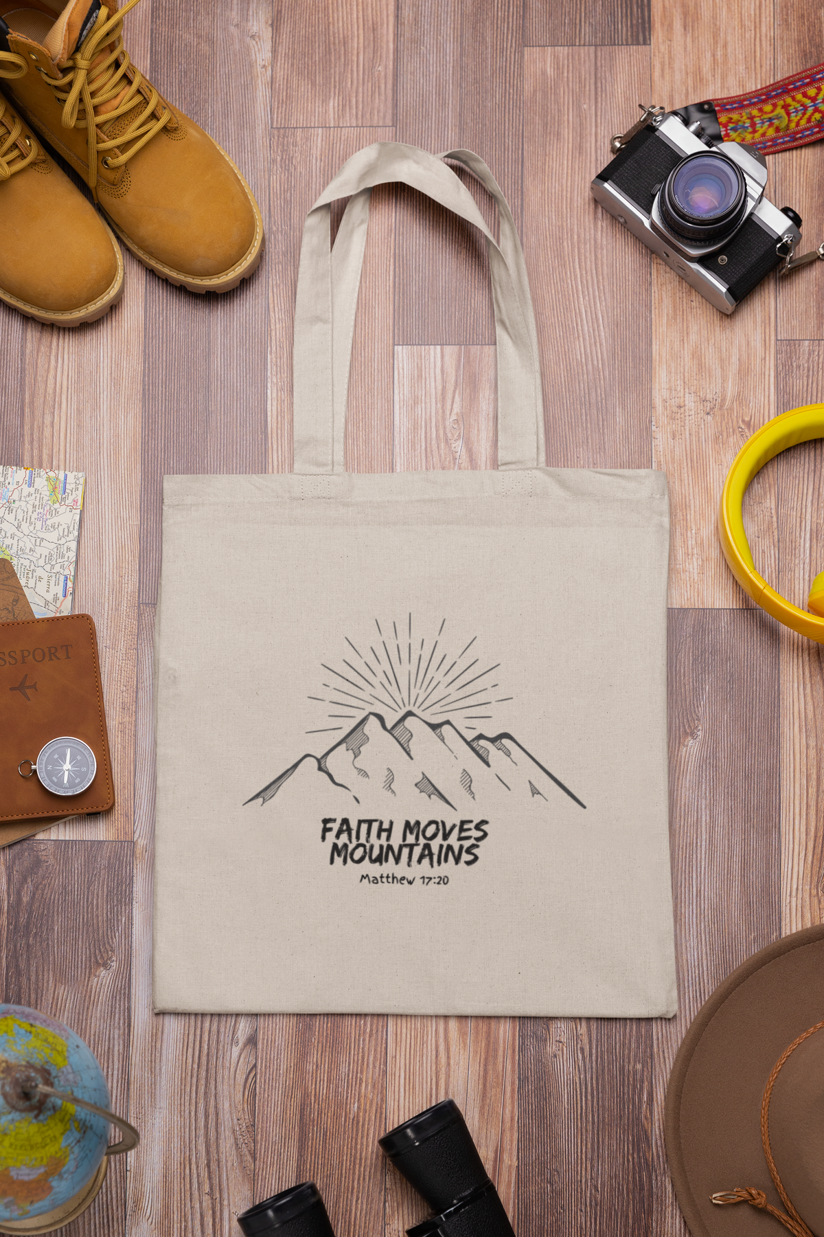 Faith Moves Mountains- Cotton Canvas Tote Bag