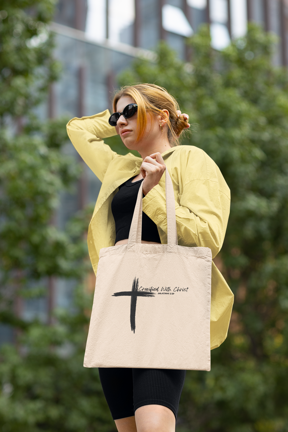 Crucified With Christ Ver.2- Cotton Canvas Tote Bag