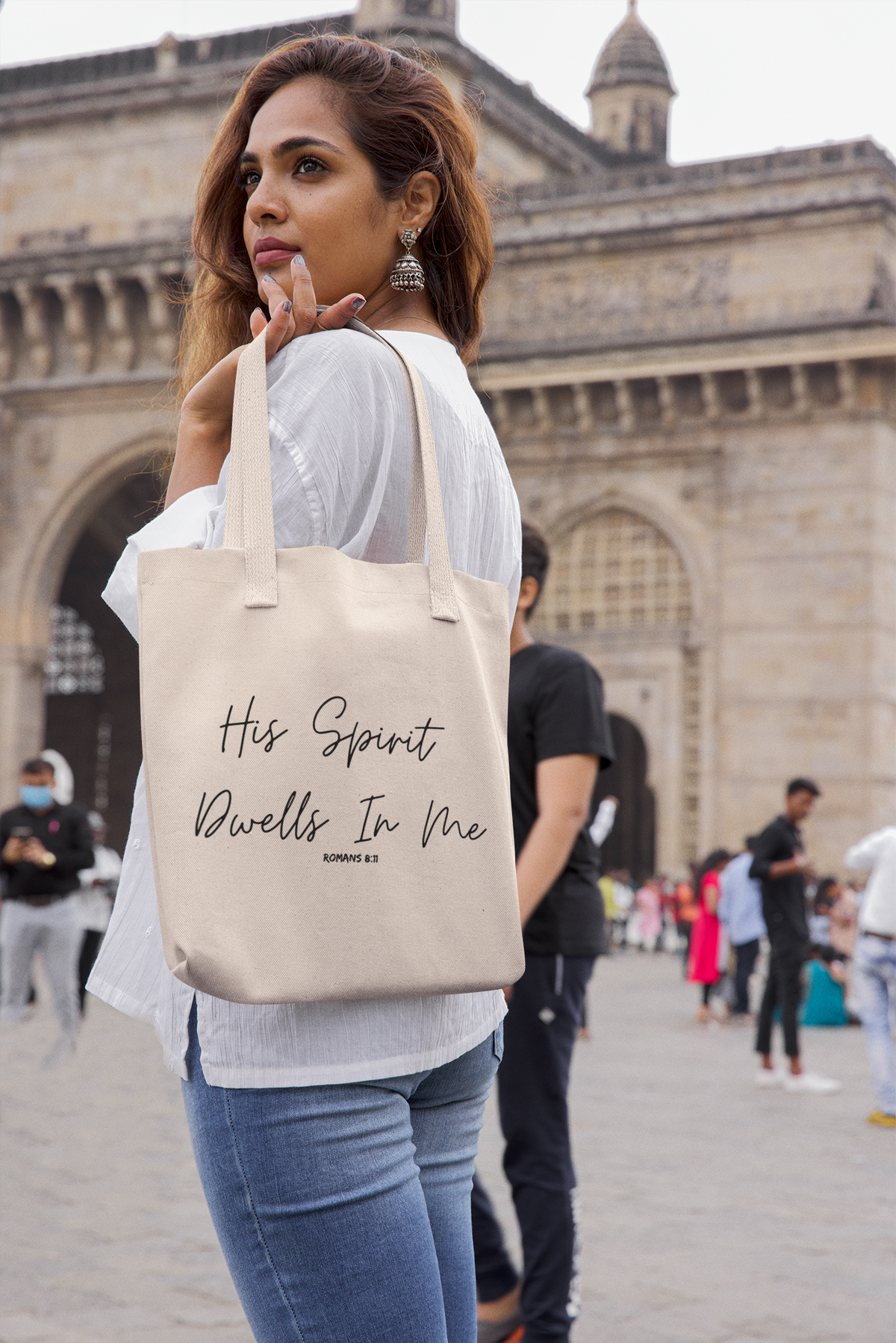 His Spirit Dwells In Me- Cotton Canvas Tote Bag