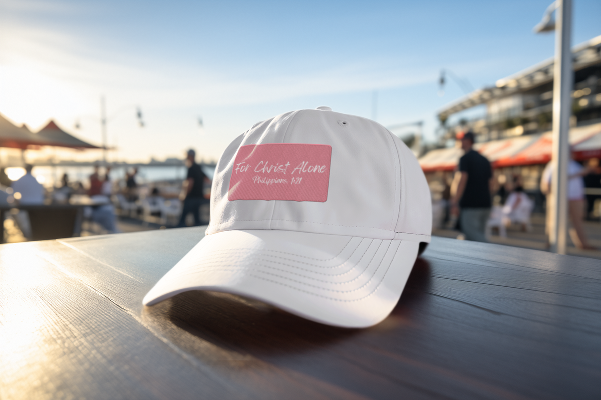 For Christ Alone- Dad Hat with Leather Patch (Rectangle)