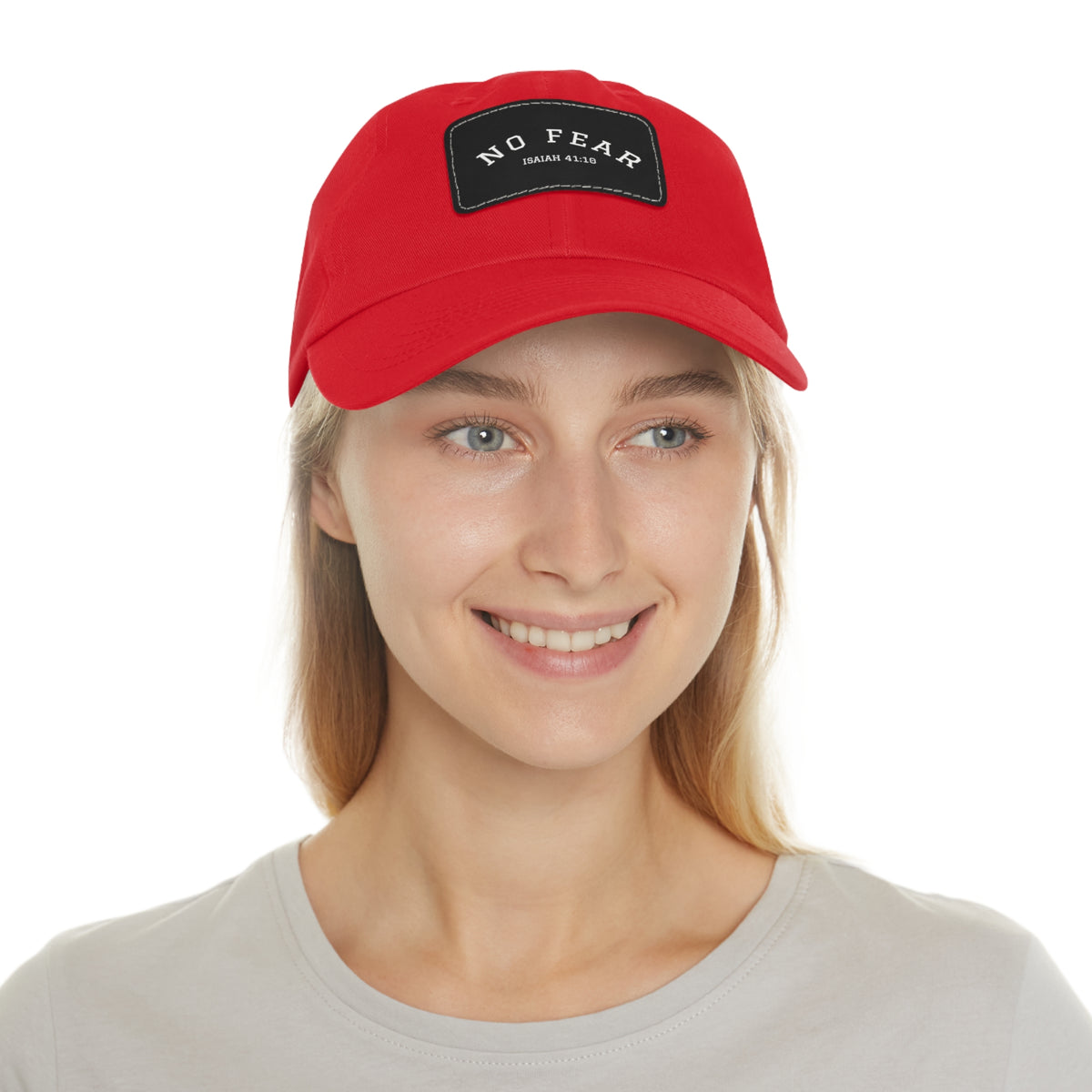 No Fear- Dad Hat with Leather Patch (Rectangle)