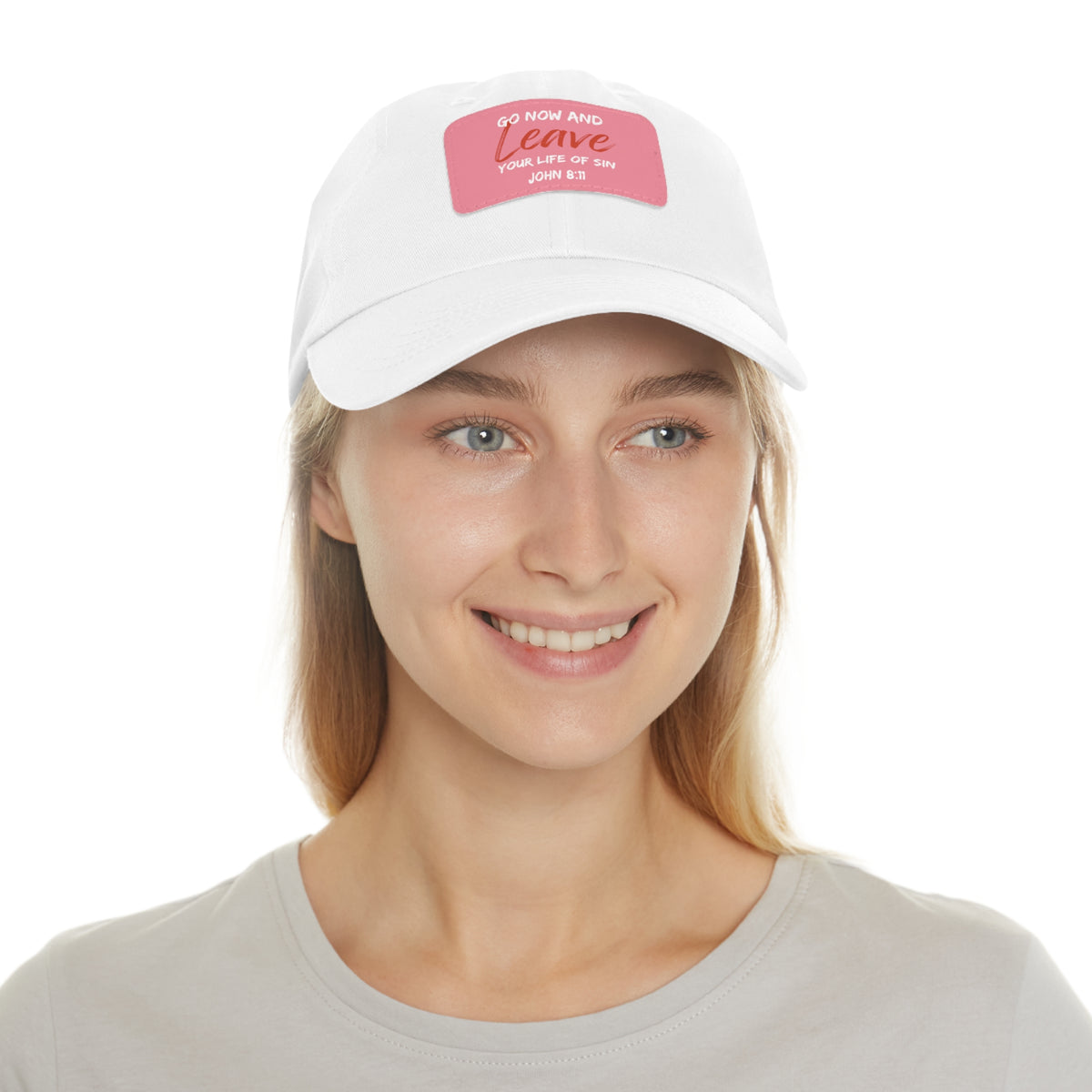 Go Now and Leave Your Life of Sin- Dad Hat with Leather Patch (Rectangle)