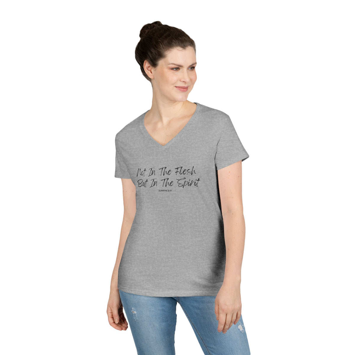 Not In the Flesh but In the Spirit- Ladies' V-Neck T-Shirt