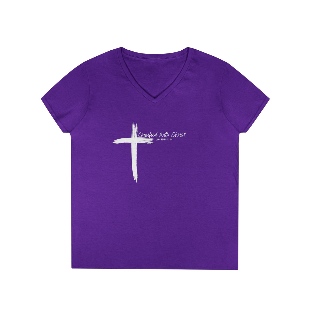 Crucified With Christ Ver. 2- Ladies' V-Neck T-Shirt
