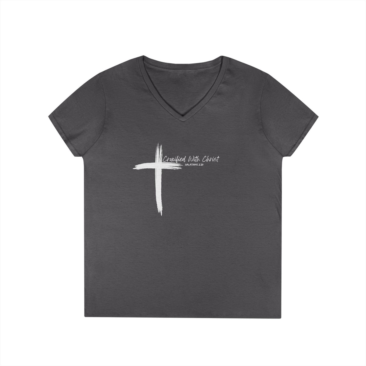 Crucified With Christ Ver. 2- Ladies' V-Neck T-Shirt