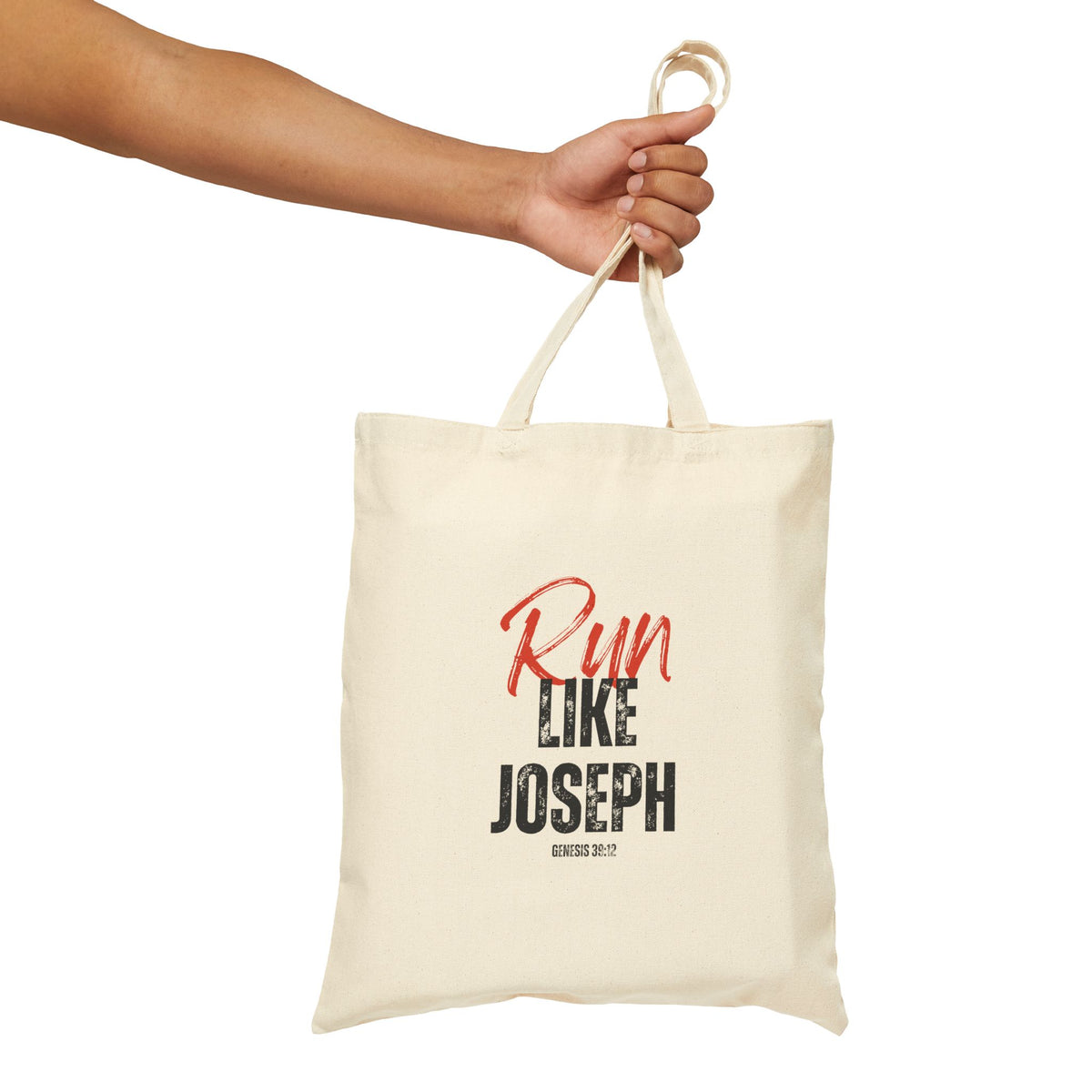 Run Like Joseph- Cotton Canvas Tote Bag