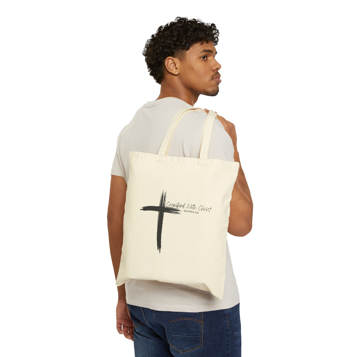 Crucified With Christ Ver.2- Cotton Canvas Tote Bag