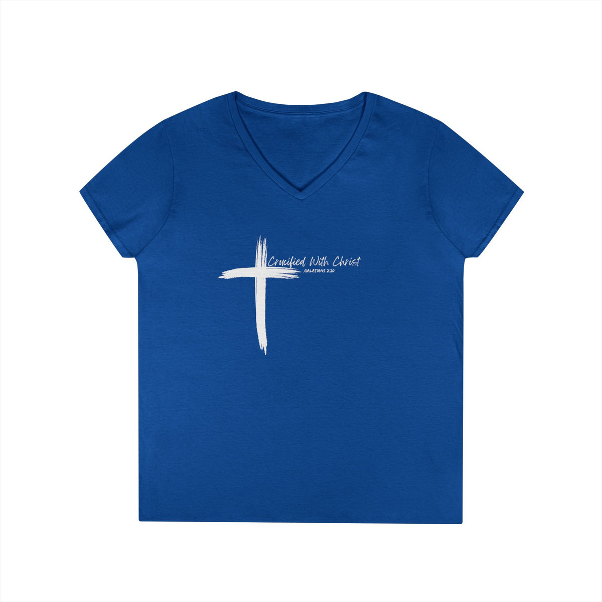 Crucified With Christ Ver. 2- Ladies' V-Neck T-Shirt