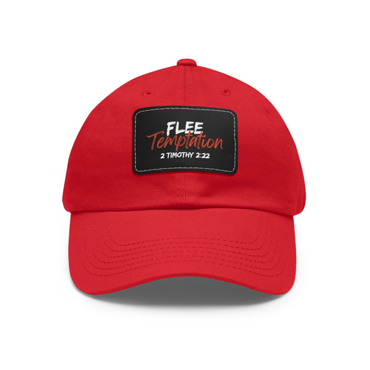 Flee Temptation- Dad Hat with Leather Patch (Rectangle)