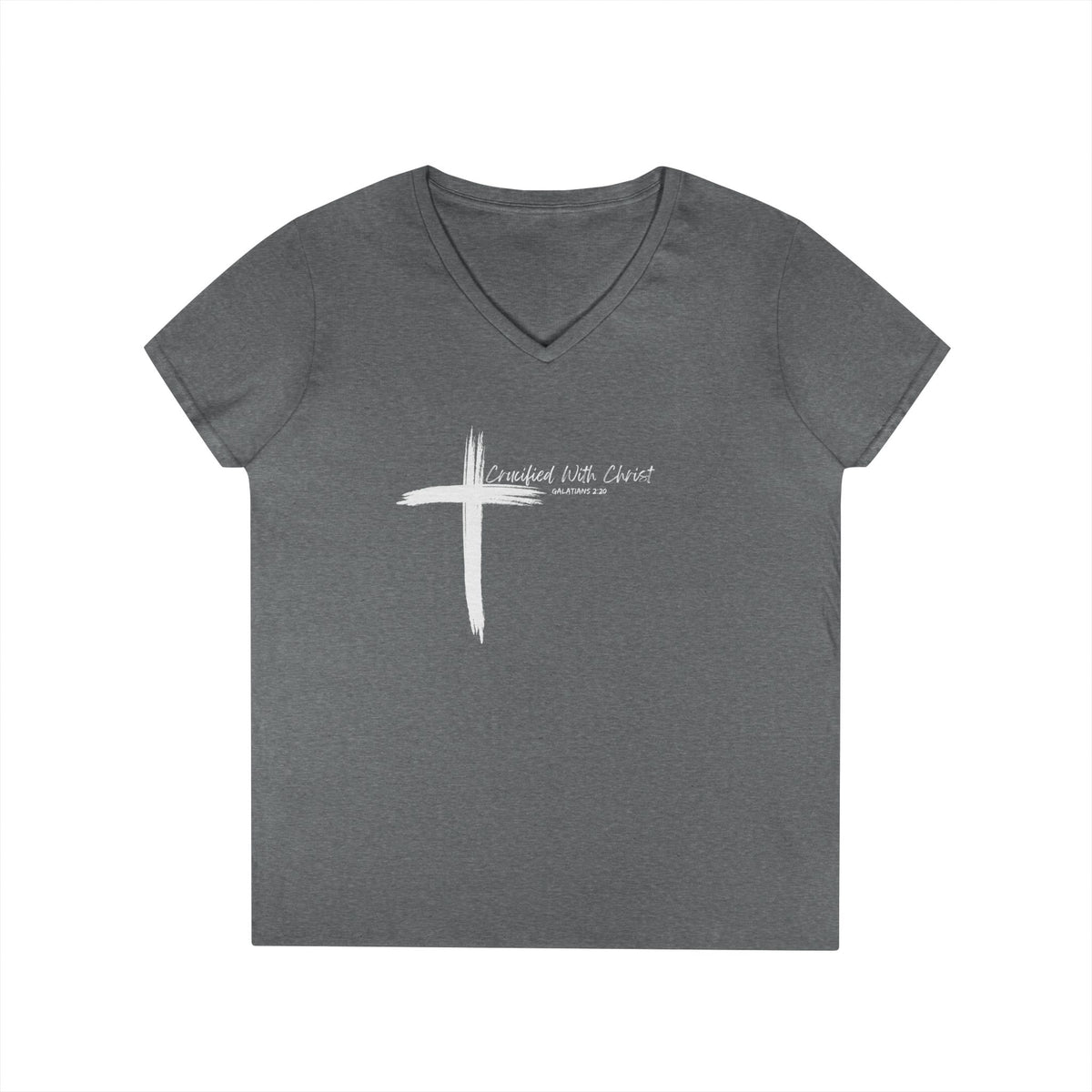 Crucified With Christ Ver. 2- Ladies' V-Neck T-Shirt