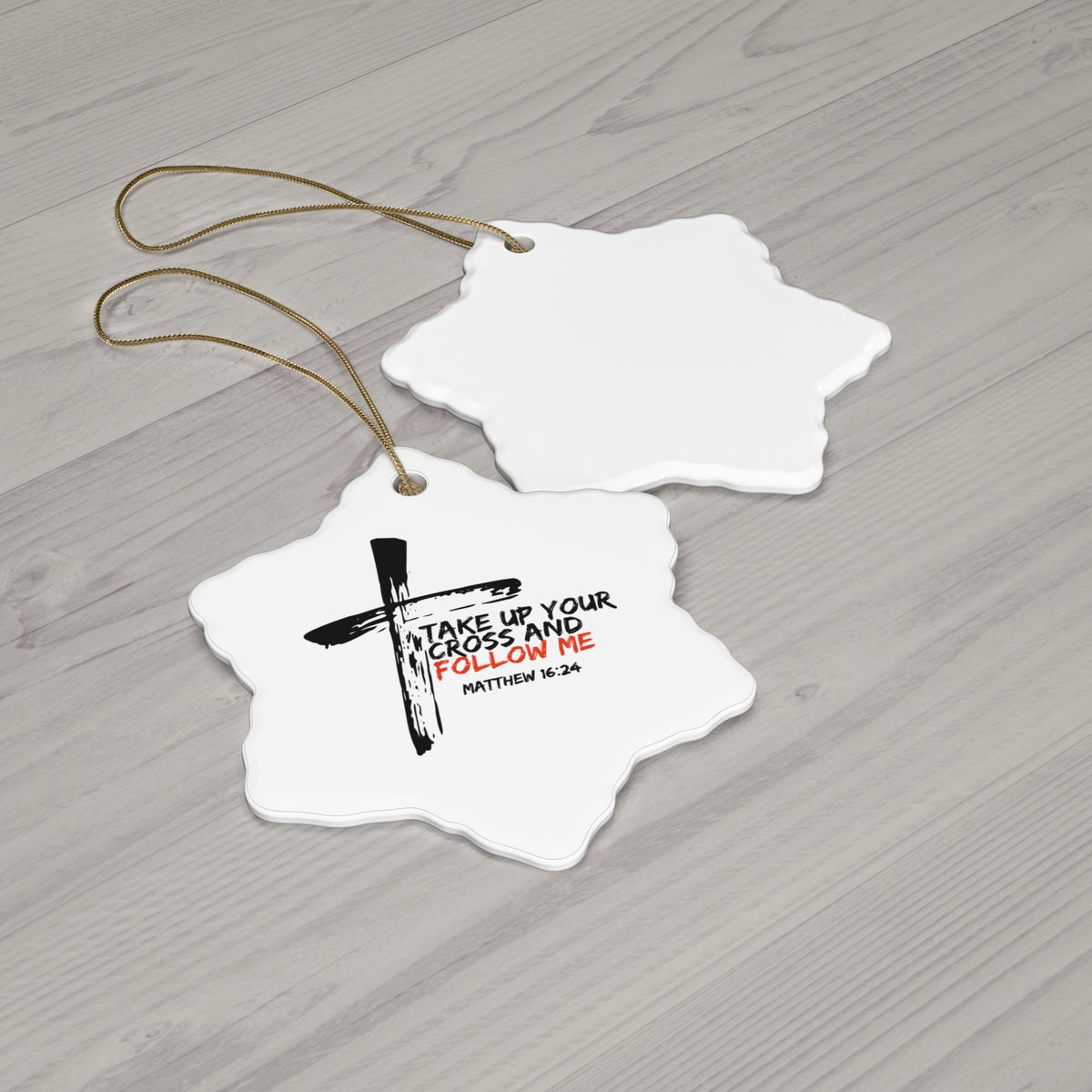 Take Up Your Cross and Follow Me Ceramic Ornament, 2 Shapes