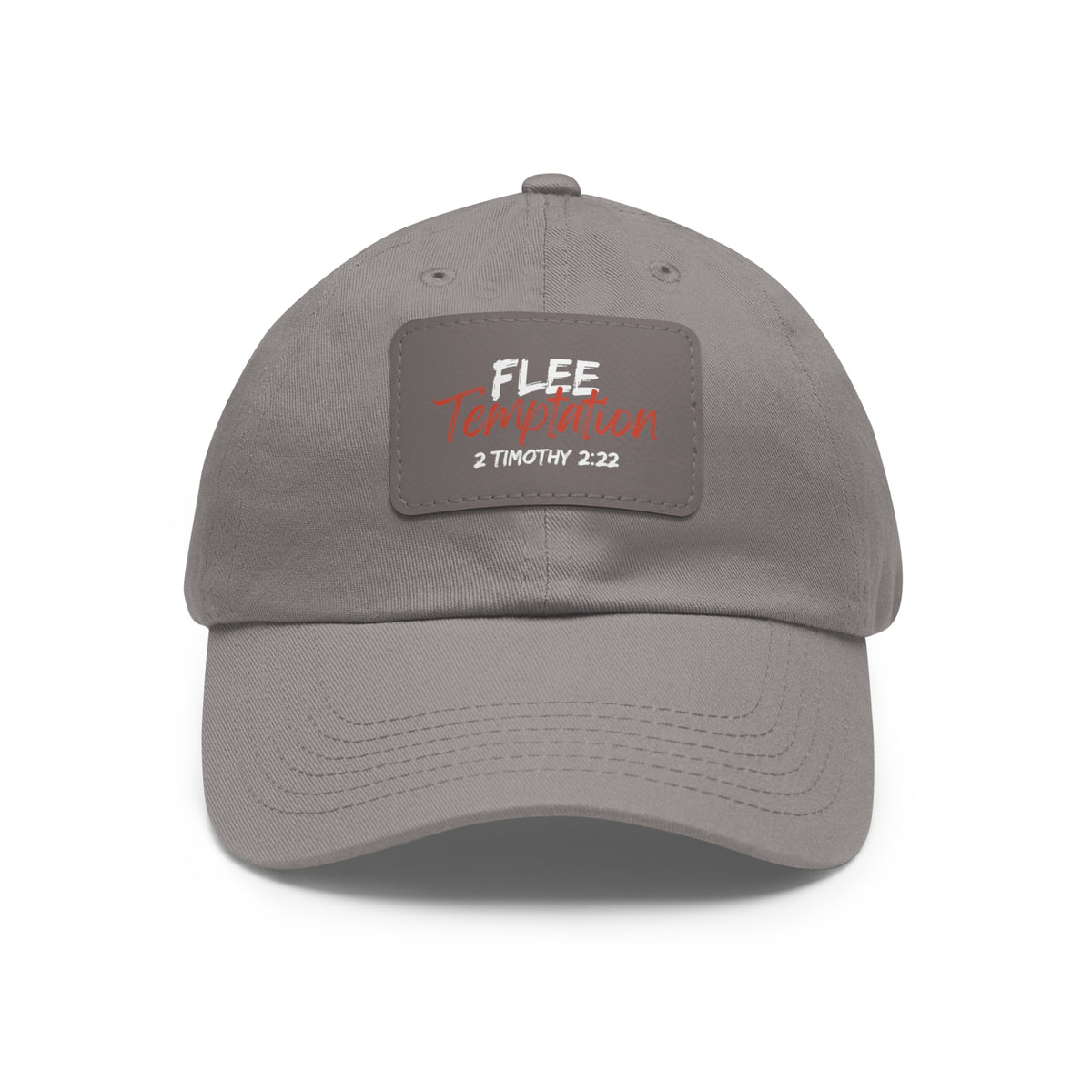 Flee Temptation- Dad Hat with Leather Patch (Rectangle)