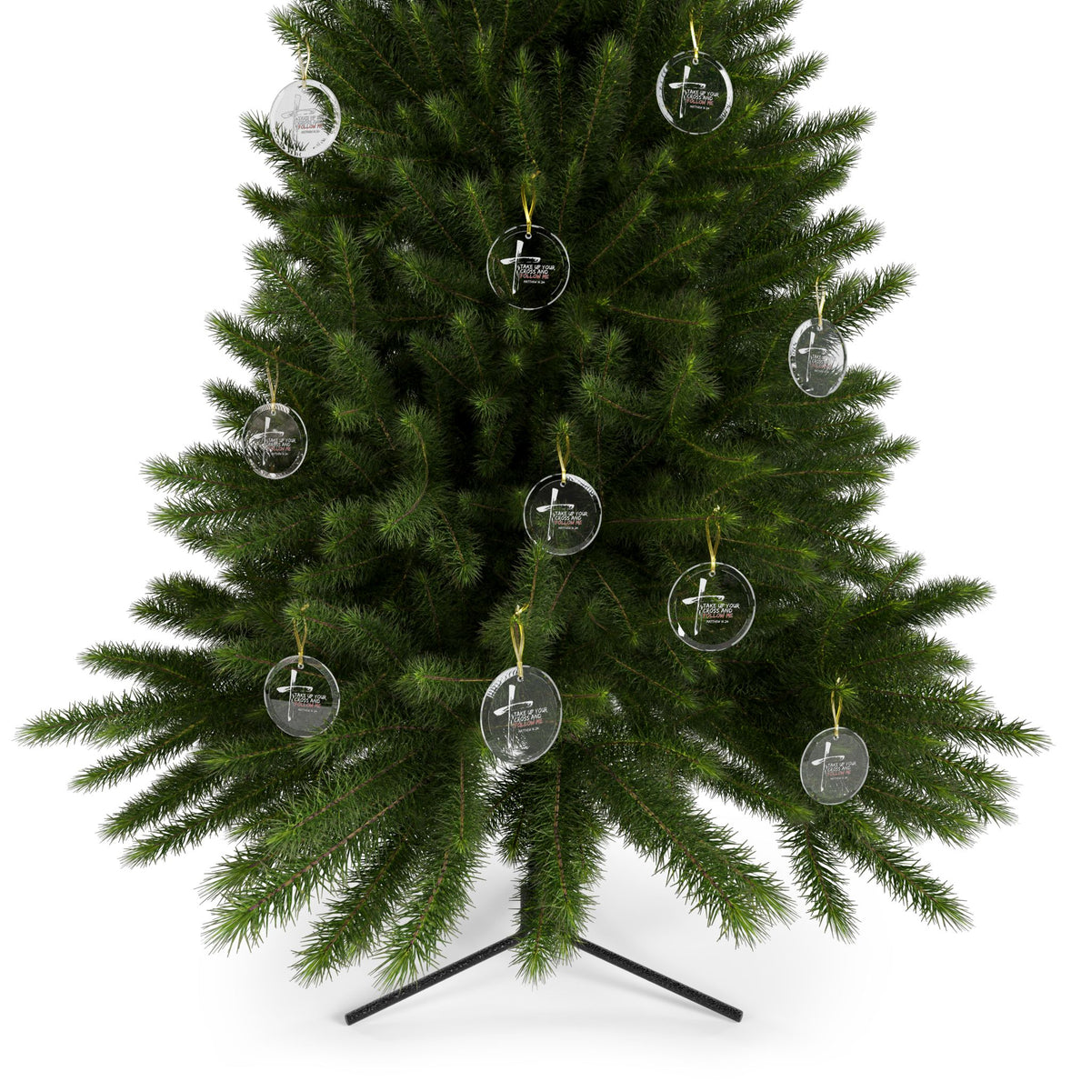 Take Up Your Cross and Follow Me Glass Ornaments