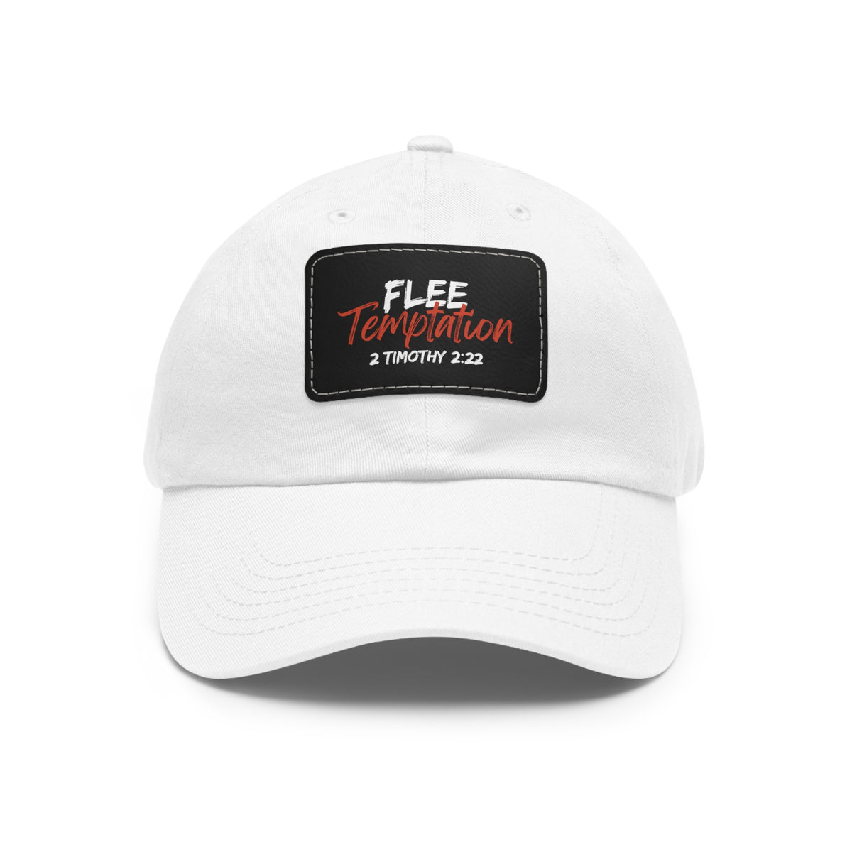Flee Temptation- Dad Hat with Leather Patch (Rectangle)