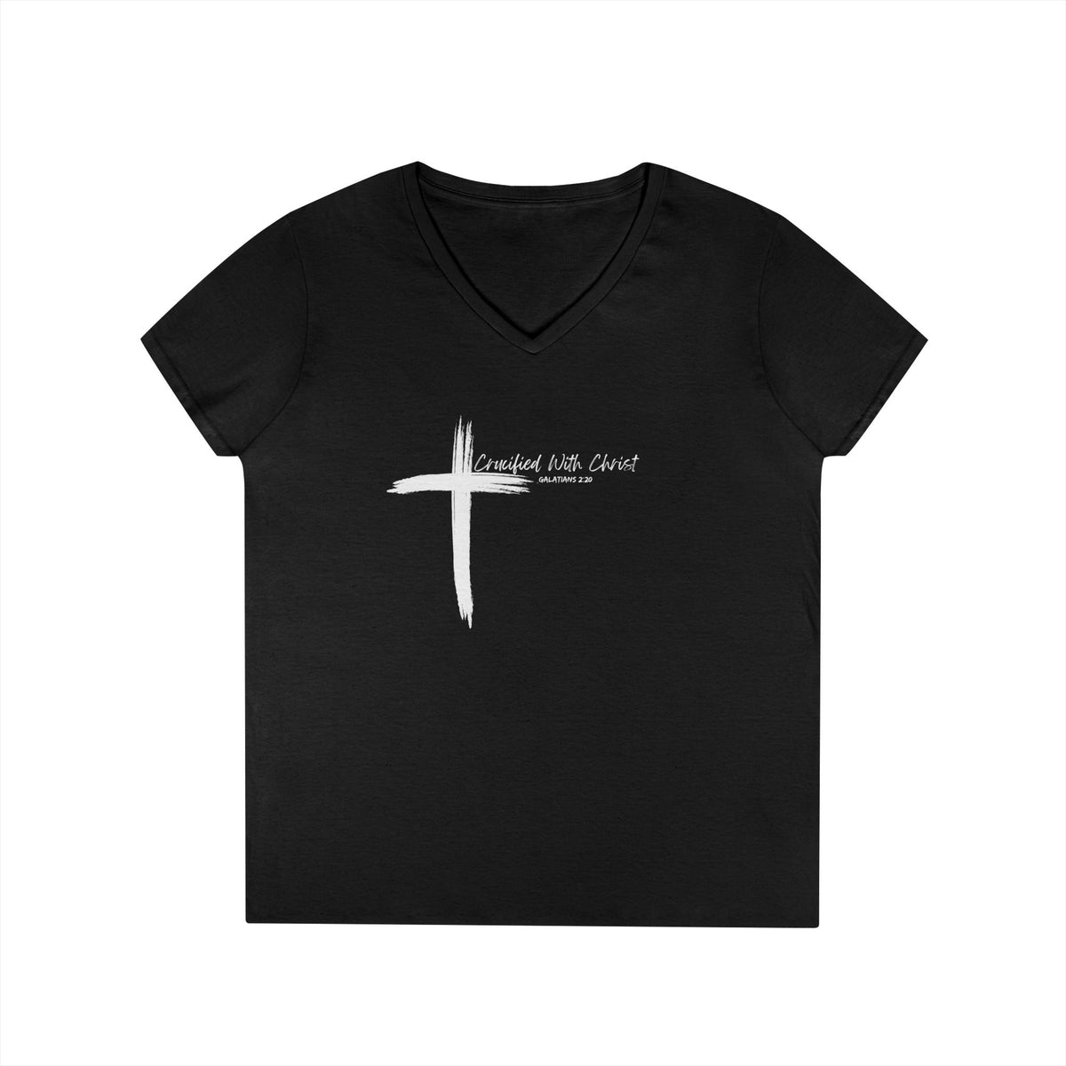 Crucified With Christ Ver. 2- Ladies' V-Neck T-Shirt