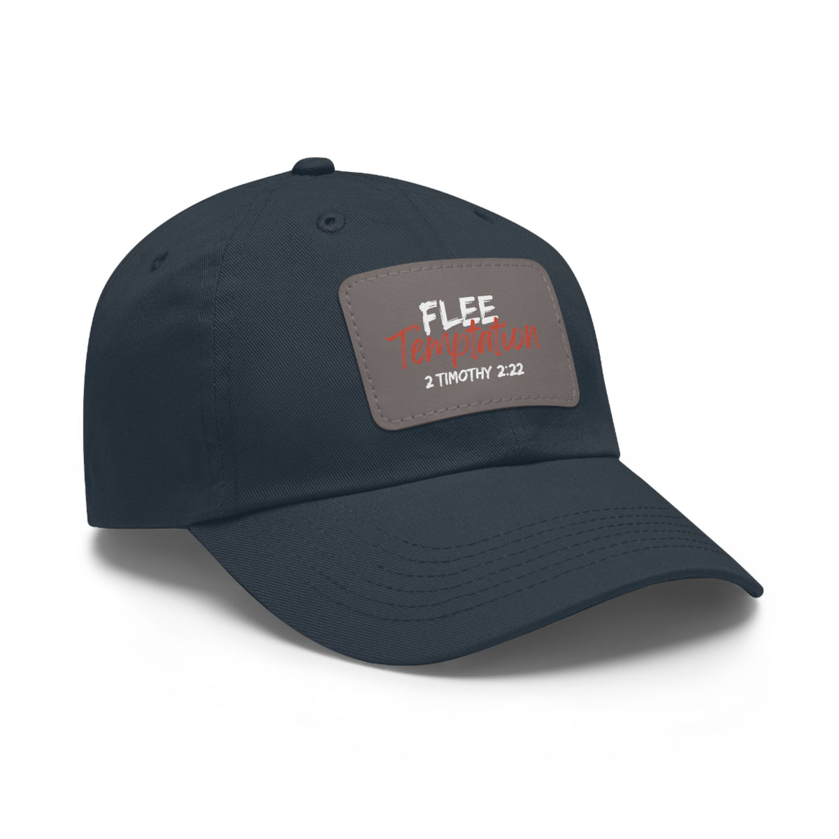 Flee Temptation- Dad Hat with Leather Patch (Rectangle)