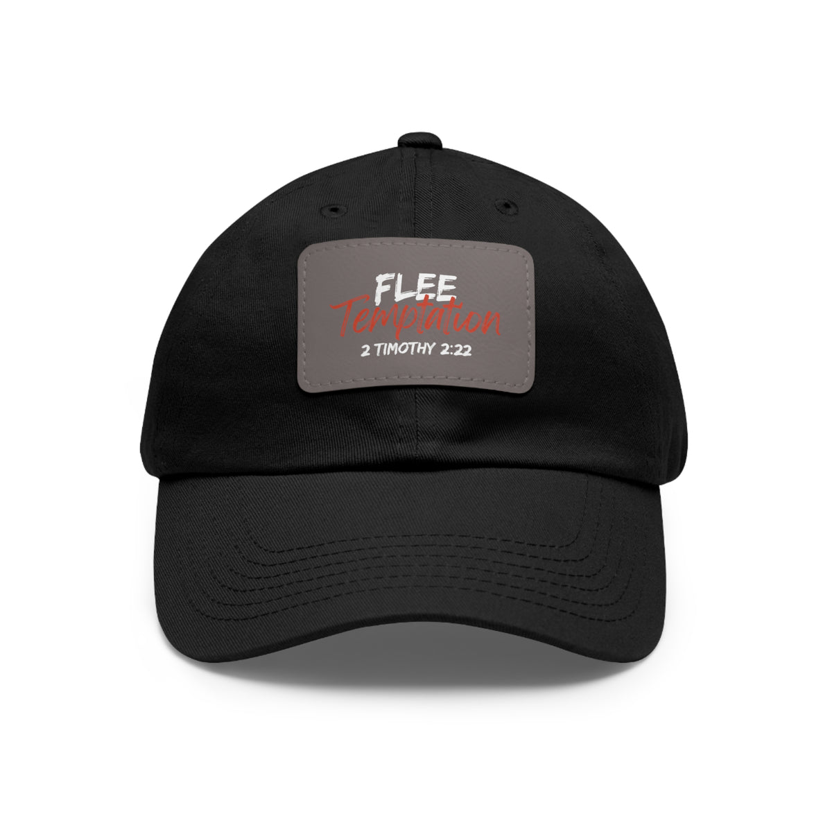 Flee Temptation- Dad Hat with Leather Patch (Rectangle)
