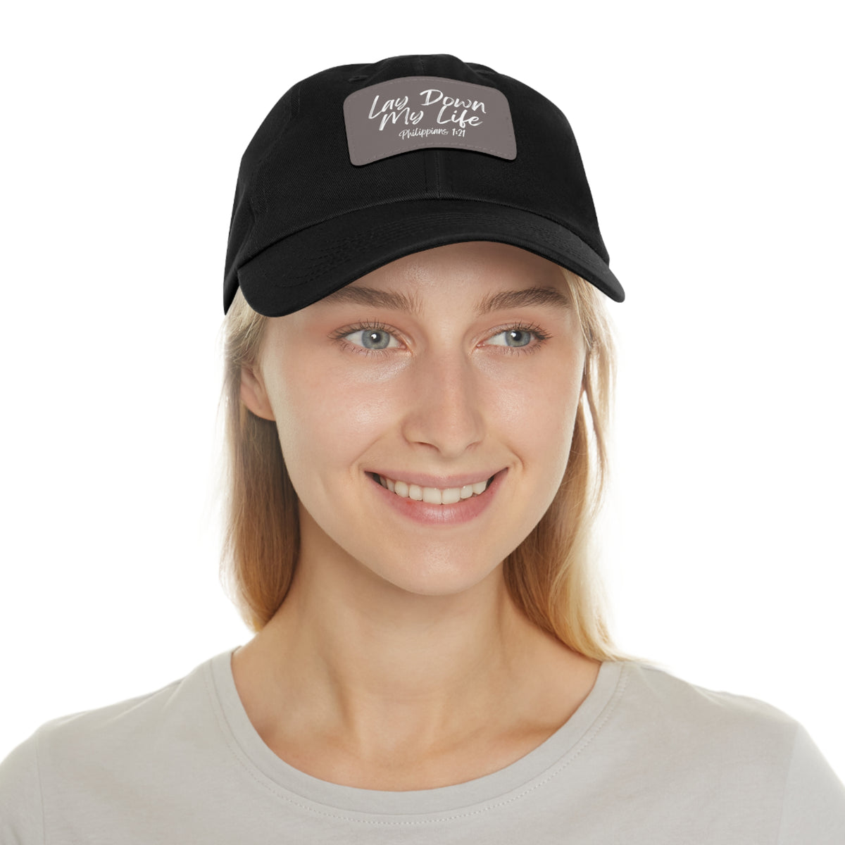 Lay Down My Life- Dad Hat with Leather Patch (Rectangle)