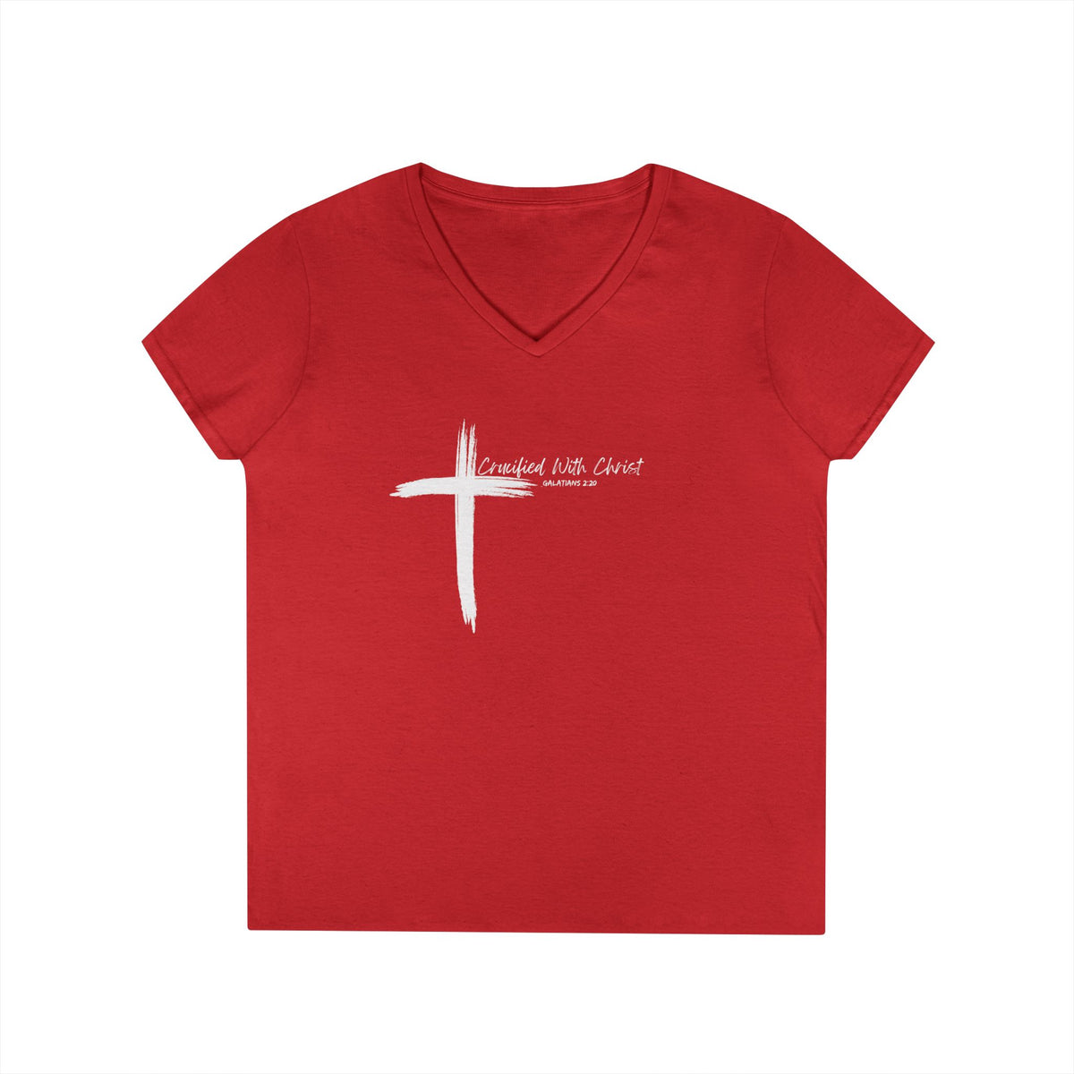 Crucified With Christ Ver. 2- Ladies' V-Neck T-Shirt
