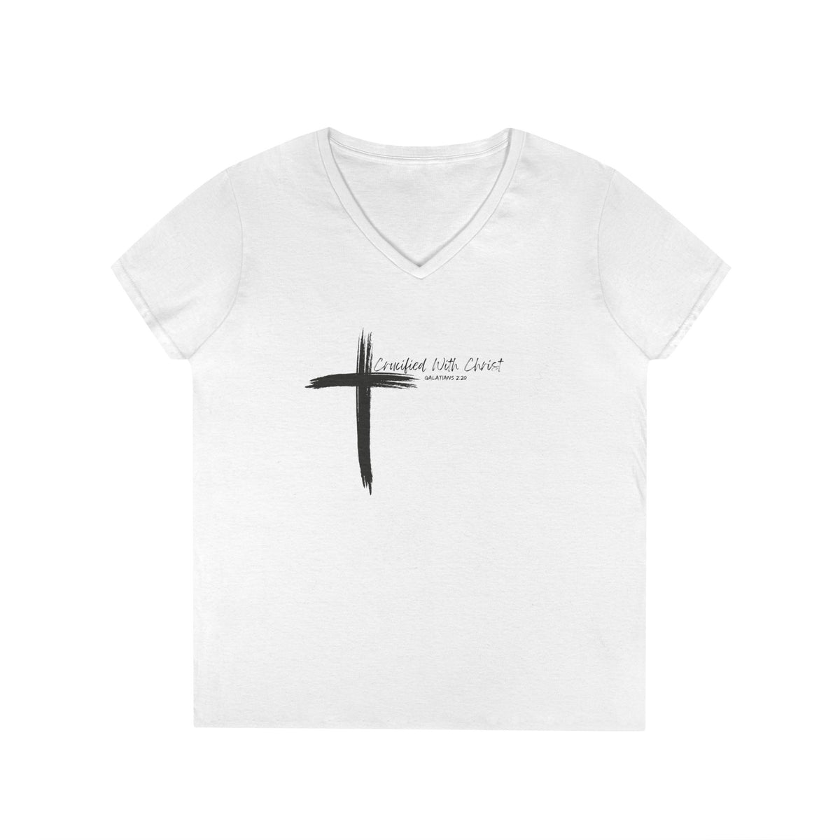 Crucified With Christ Ver. 2- Ladies' V-Neck T-Shirt