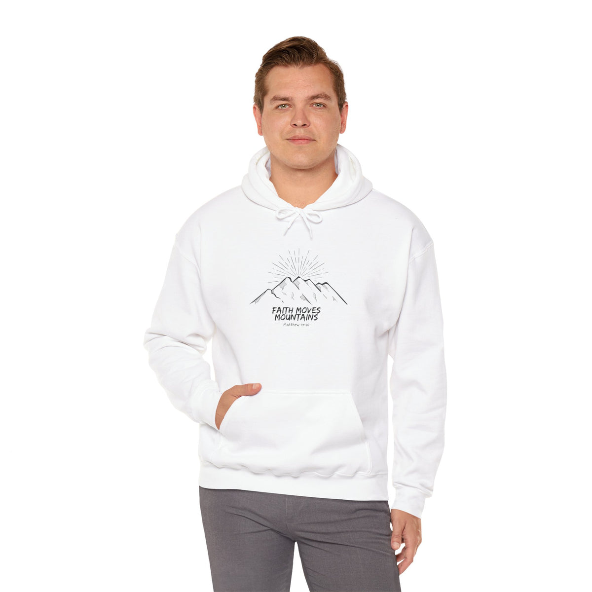 "Faith Moves Mountains" Unisex Heavy Blend™ Hooded Sweatshirt