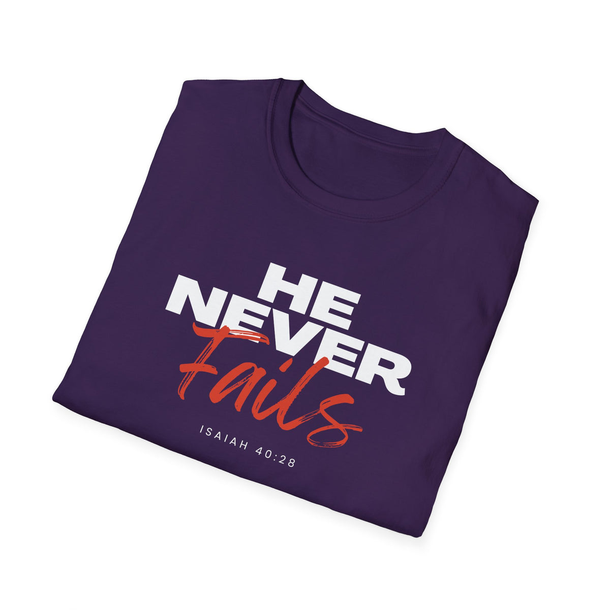 "He Never Fails" Unisex Softstyle T-Shirt