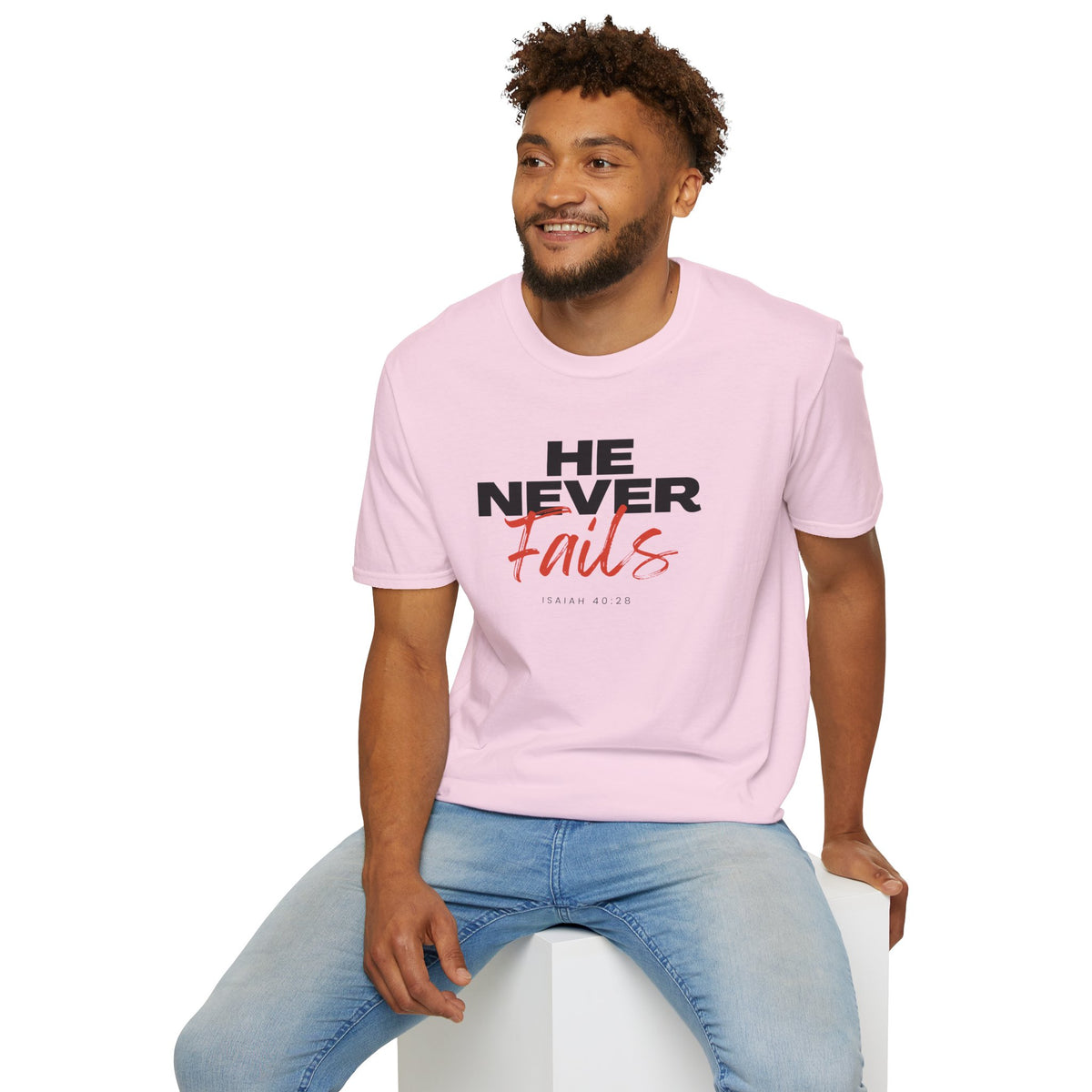 "He Never Fails" Unisex Softstyle T-Shirt