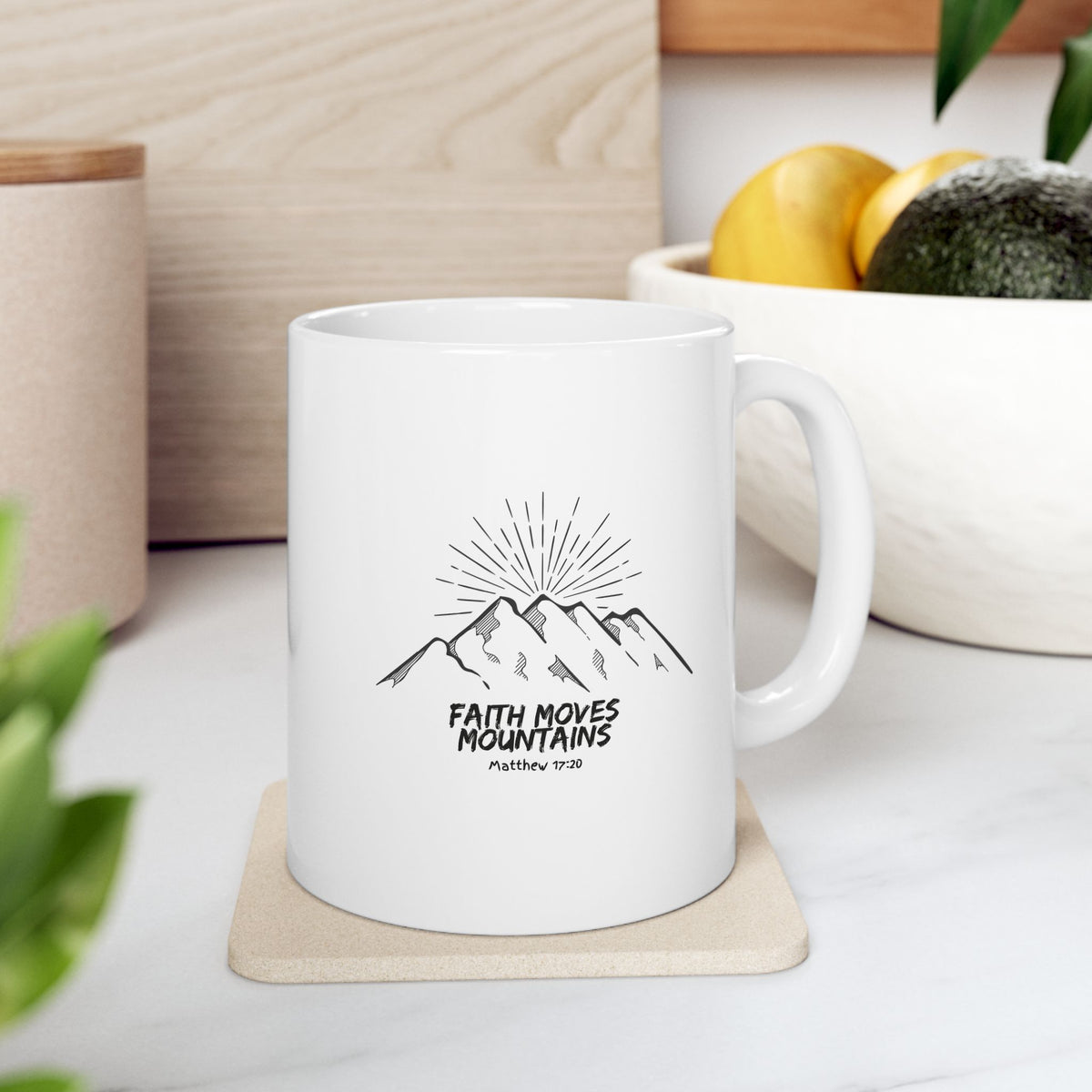 "Faith Moves Mountains" Ceramic Mug, (11oz, 15oz)