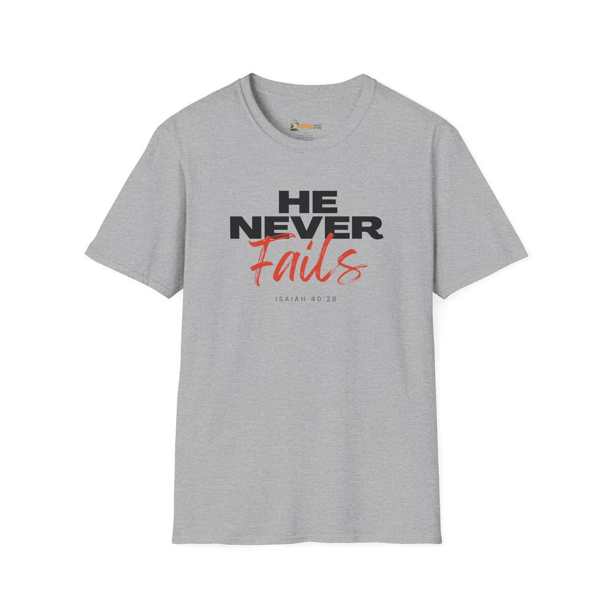 He Never Fails- Unisex Softstyle T-Shirt