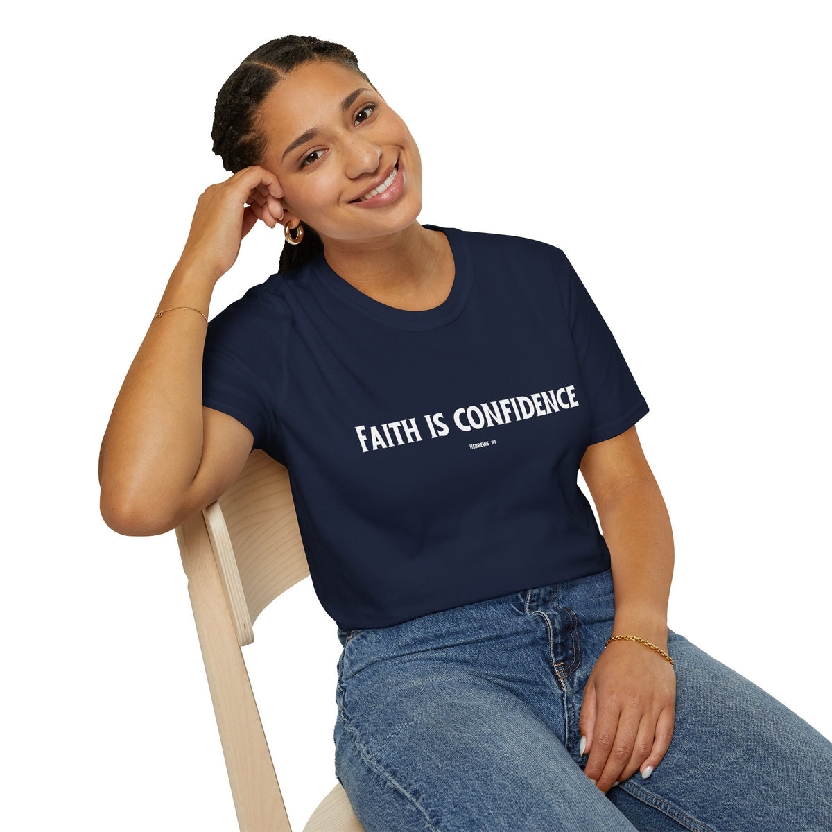 Faith is Confidence Christian T-Shirt – Faith-Inspired Holiday Apparel | Unisex Softstyle T-Shirt