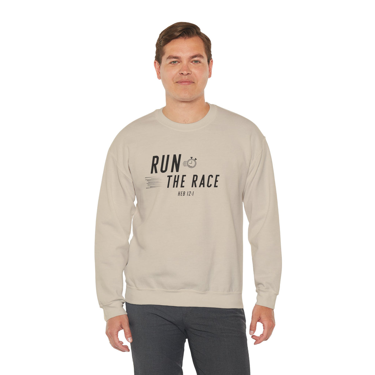 Run the Race Christian Sweatshirt – Hebrews 12:1 Wear Your Faith