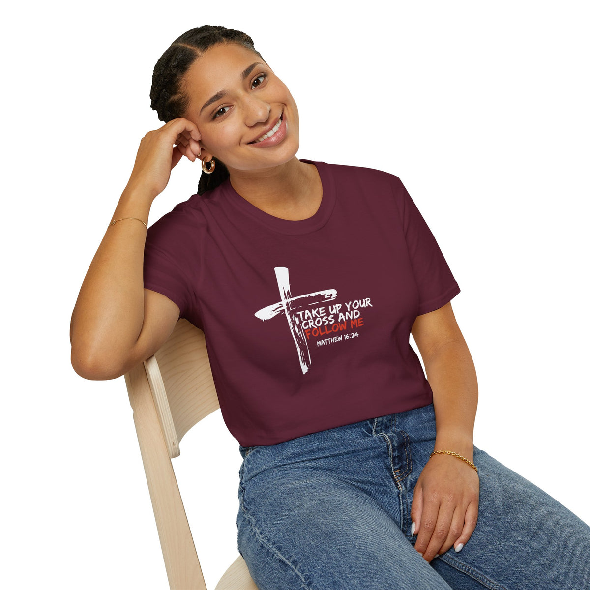 Take Up Your Cross and Follow Me- Unisex Softstyle T-Shirt